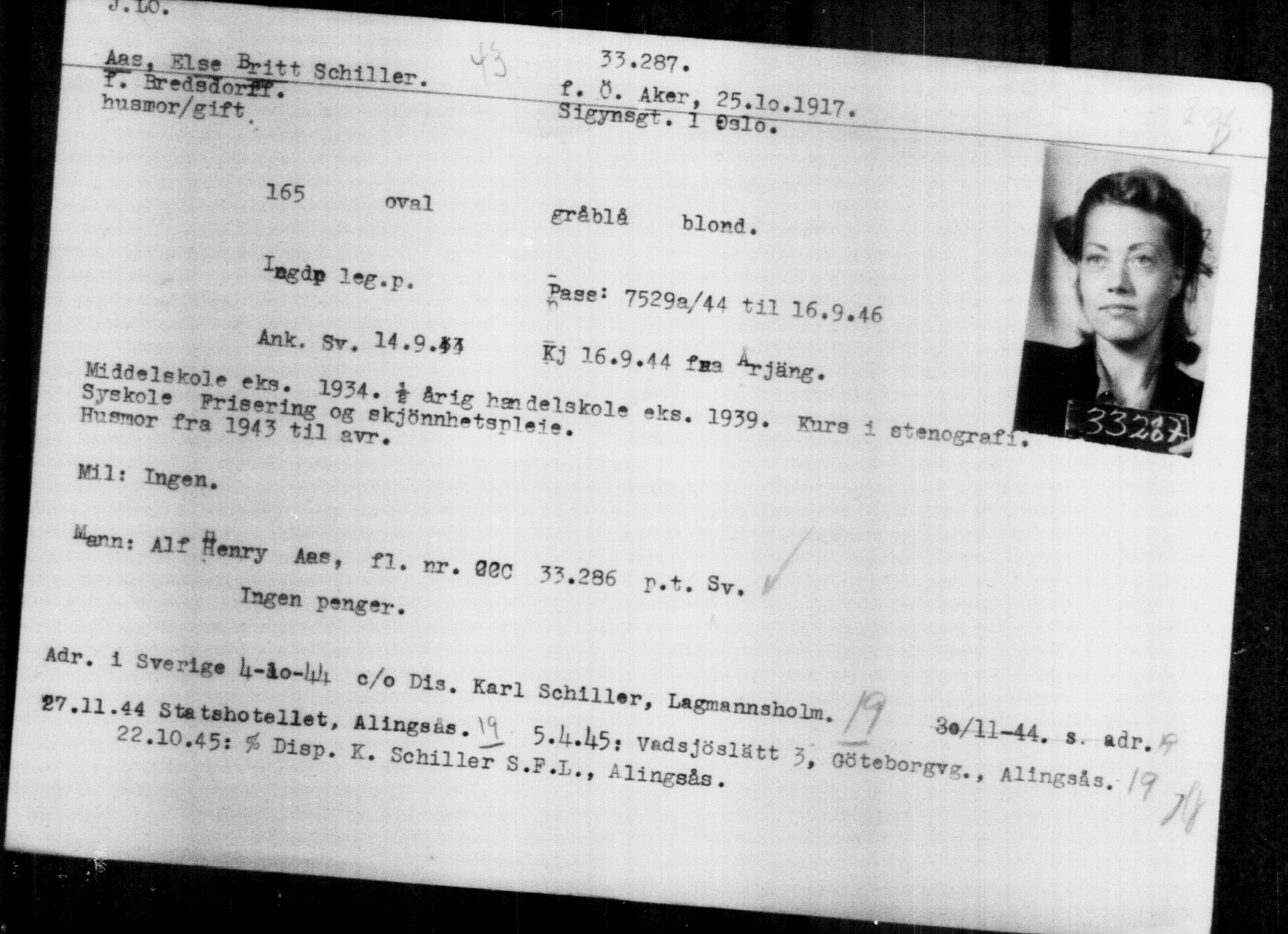 Utenriksstasjonene, Legasjonen i Stockholm, Flyktningkontoret, AV/RA-S-6753/V/Va/L0013: Kjesäterkartoteket, flyktninger med registreringsnr. 31500-34731, 1940-1945, p. 1878