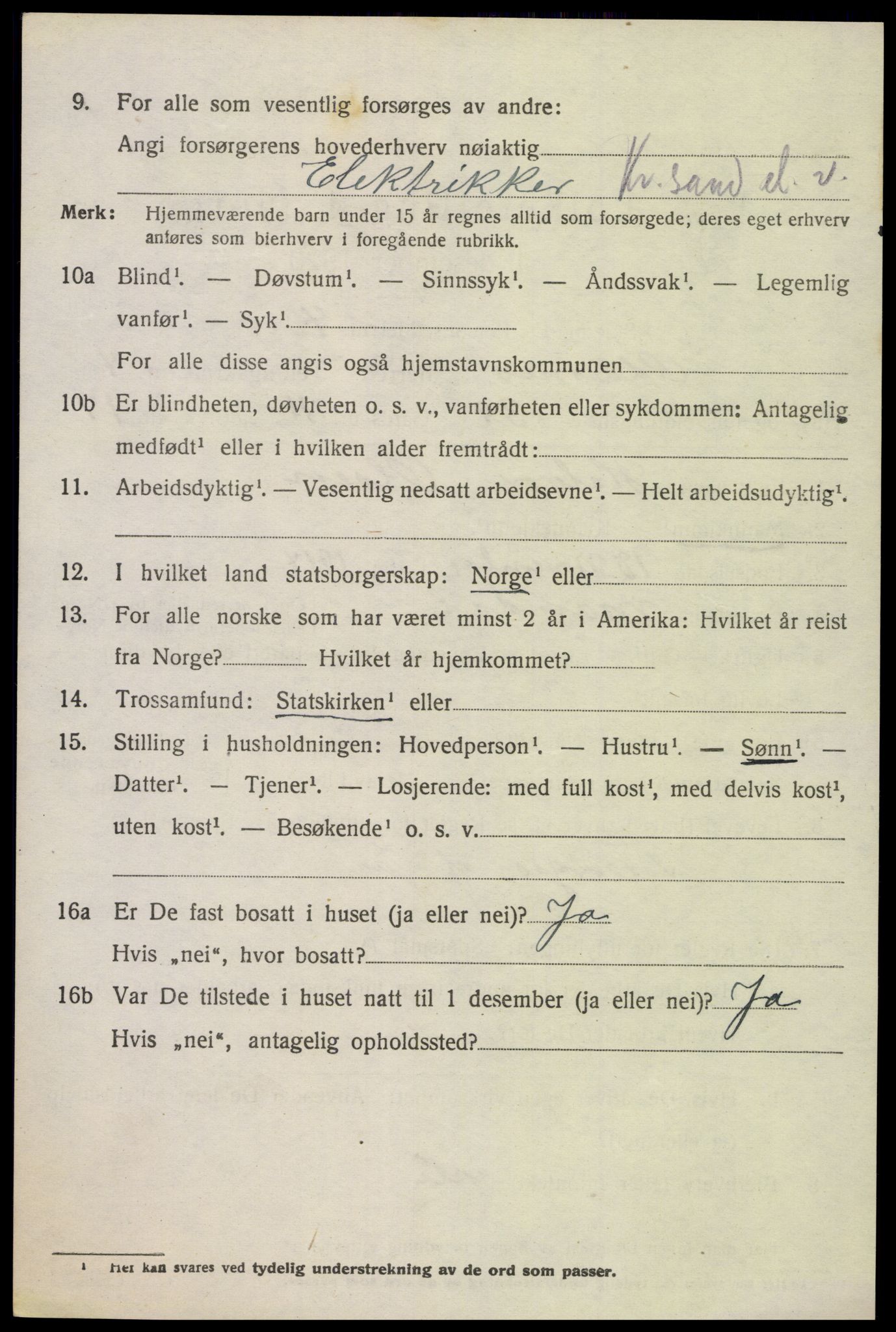 SAK, 1920 census for Oddernes, 1920, p. 4424