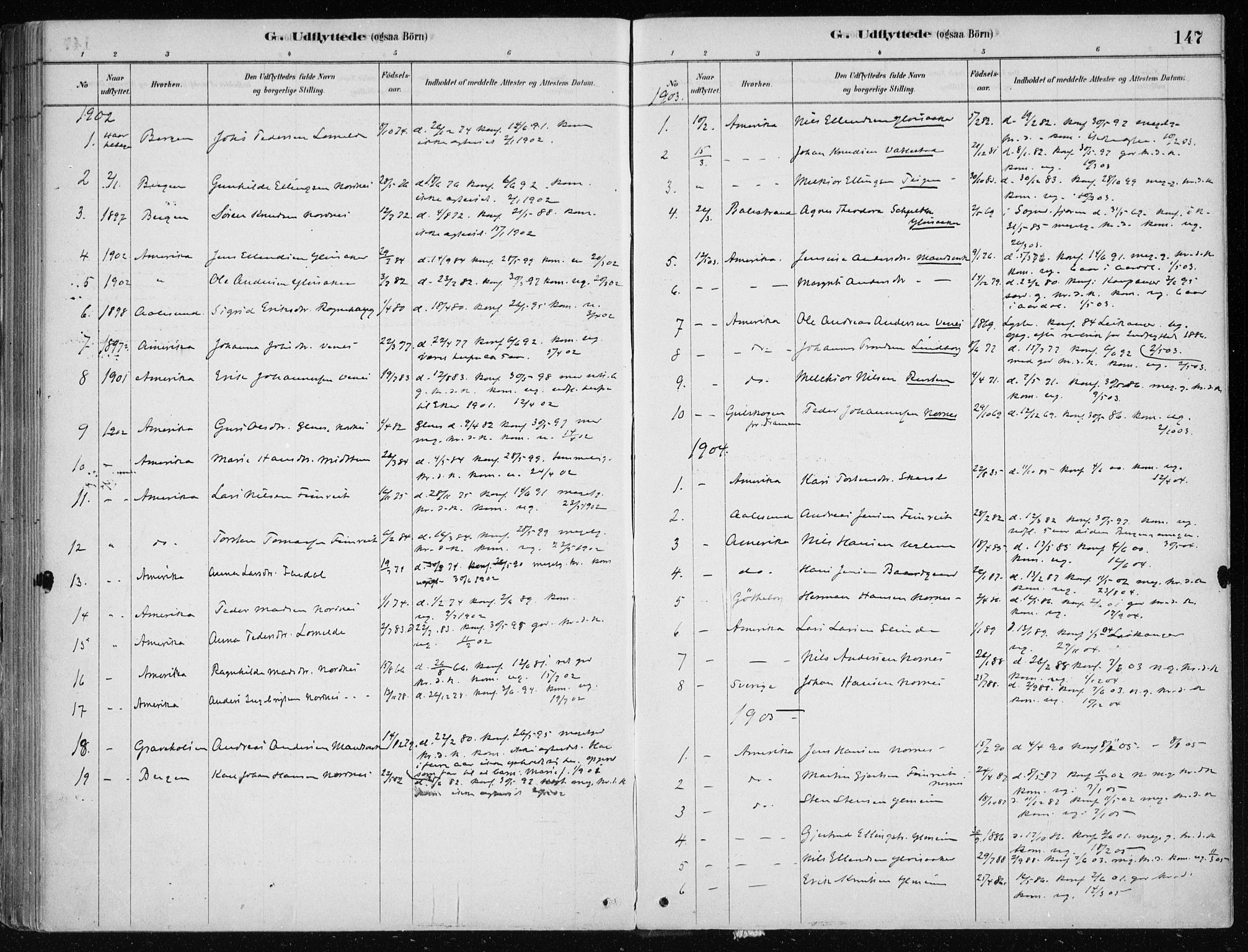 Sogndal sokneprestembete, AV/SAB-A-81301/H/Haa/Haac/L0001: Parish register (official) no. C 1, 1878-1907, p. 147