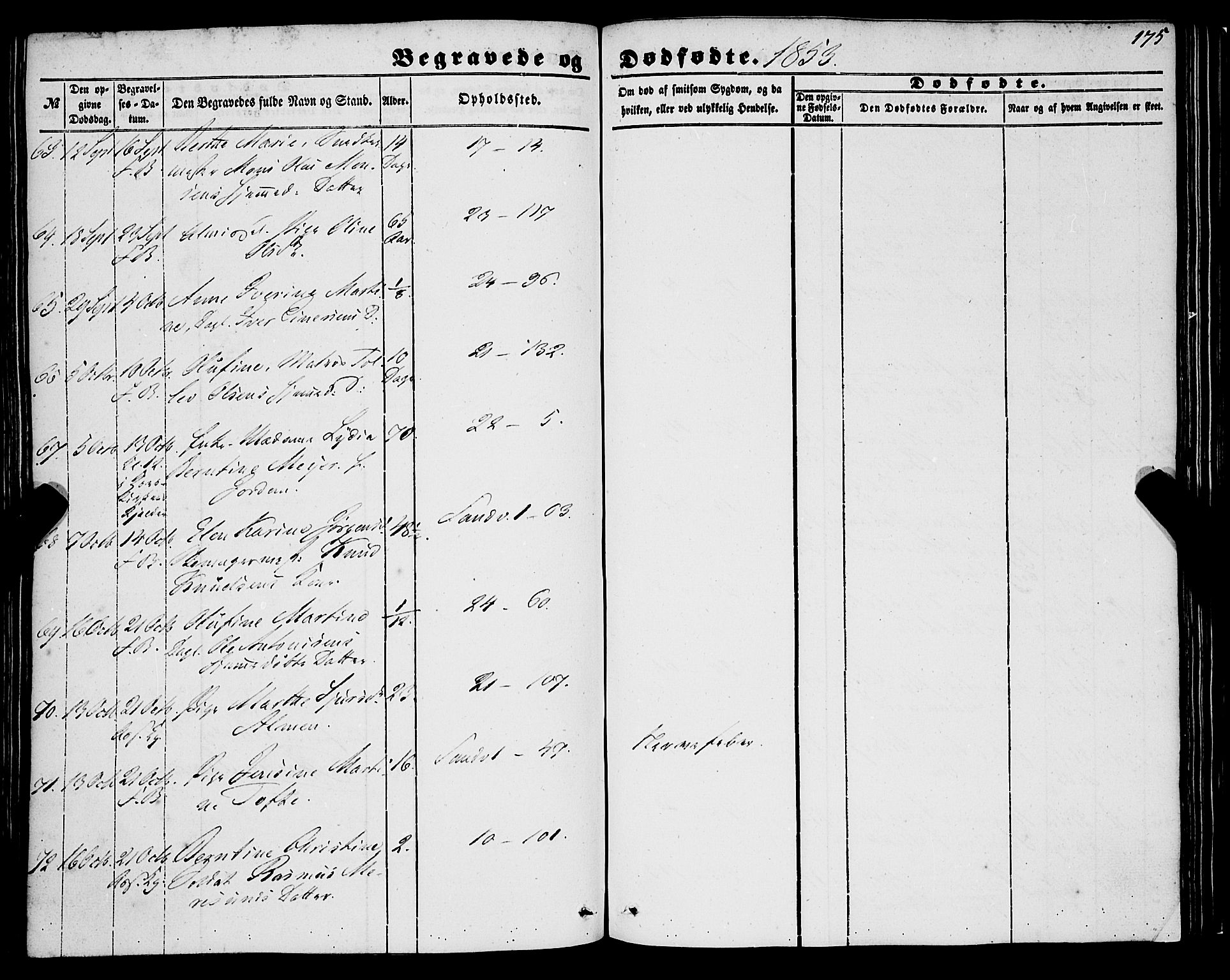 Korskirken sokneprestembete, AV/SAB-A-76101/H/Haa: Parish register (official) no. E 2, 1848-1862, p. 175