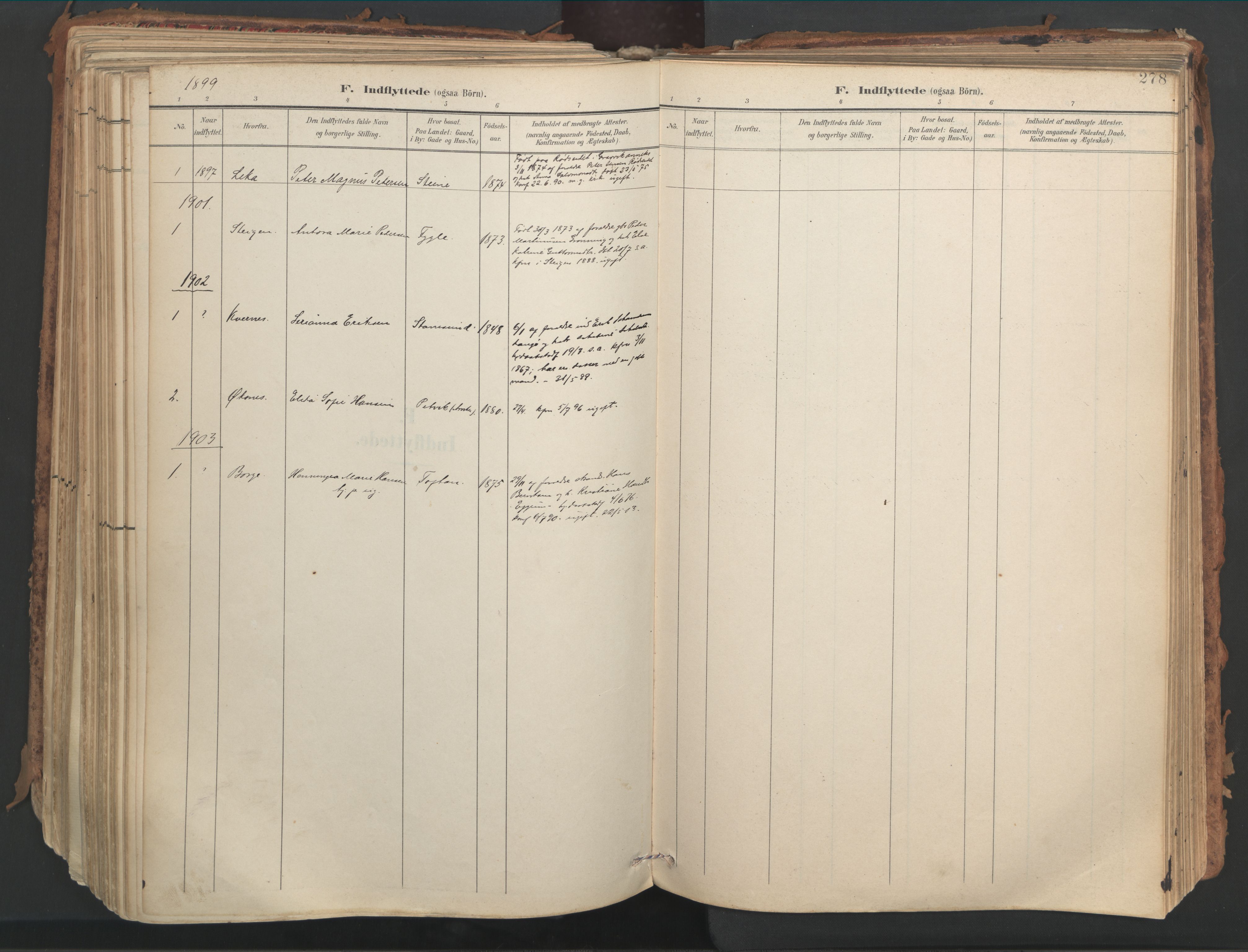Ministerialprotokoller, klokkerbøker og fødselsregistre - Nordland, SAT/A-1459/882/L1180: Parish register (official) no. 882A02, 1897-1913, p. 278