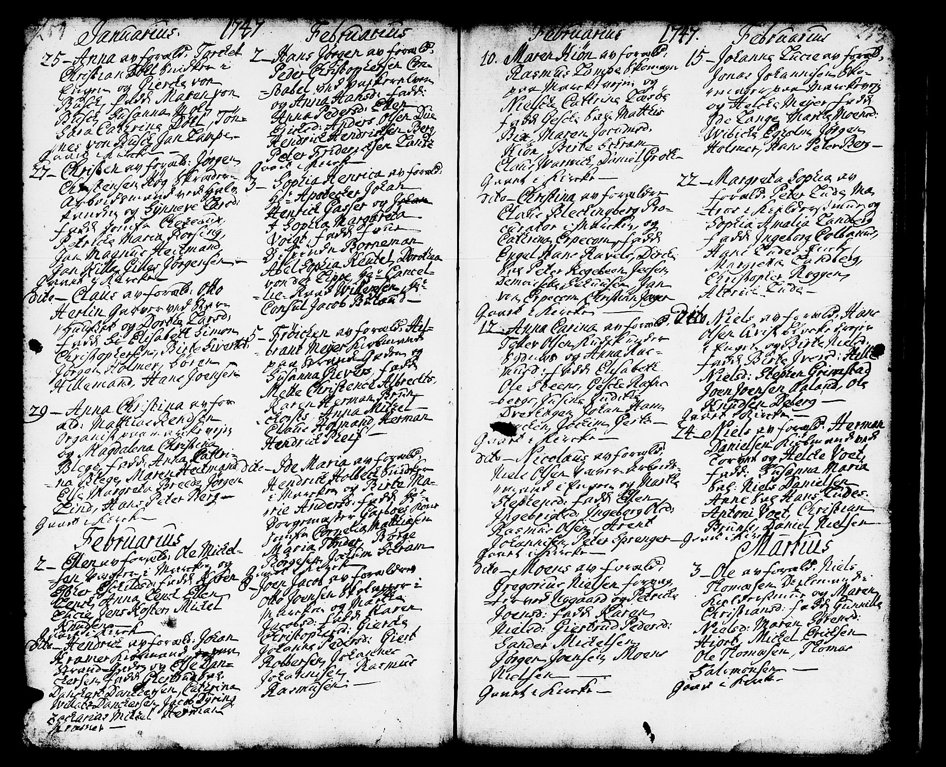 Domkirken sokneprestembete, AV/SAB-A-74801/H/Haa/L0002: Parish register (official) no. A 2, 1733-1750, p. 254-255