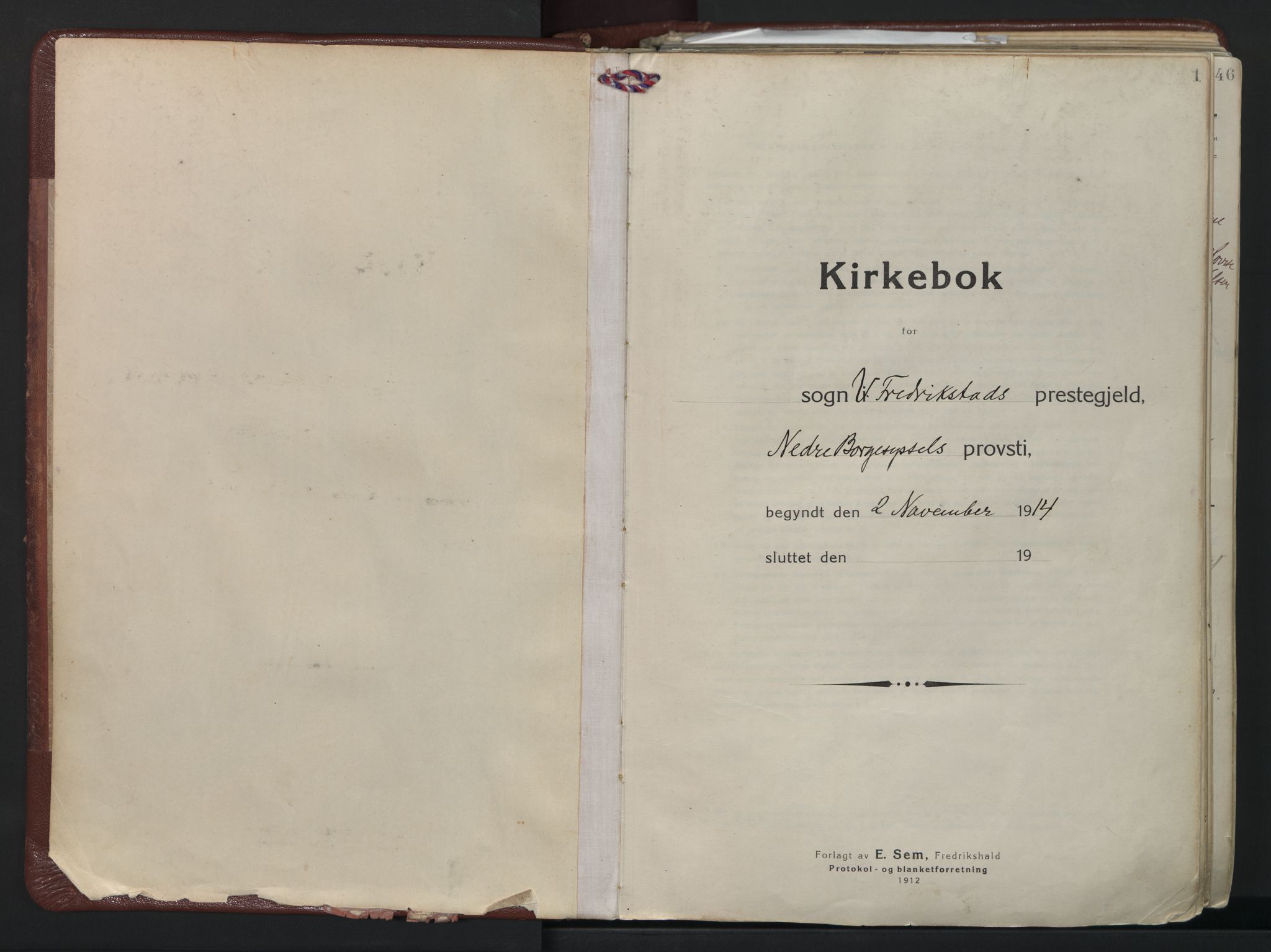 Fredrikstad domkirkes prestekontor Kirkebøker, AV/SAO-A-10906/F/Fa/L0010: Parish register (official) no. I 10, 1914-1946, p. 1