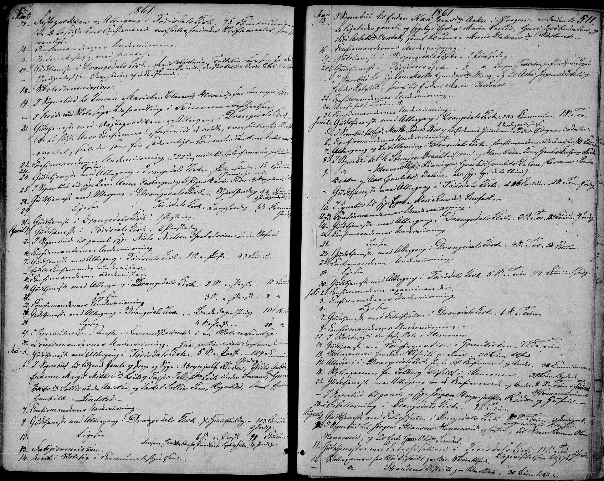 Drangedal kirkebøker, AV/SAKO-A-258/F/Fa/L0008: Parish register (official) no. 8, 1857-1871, p. 511