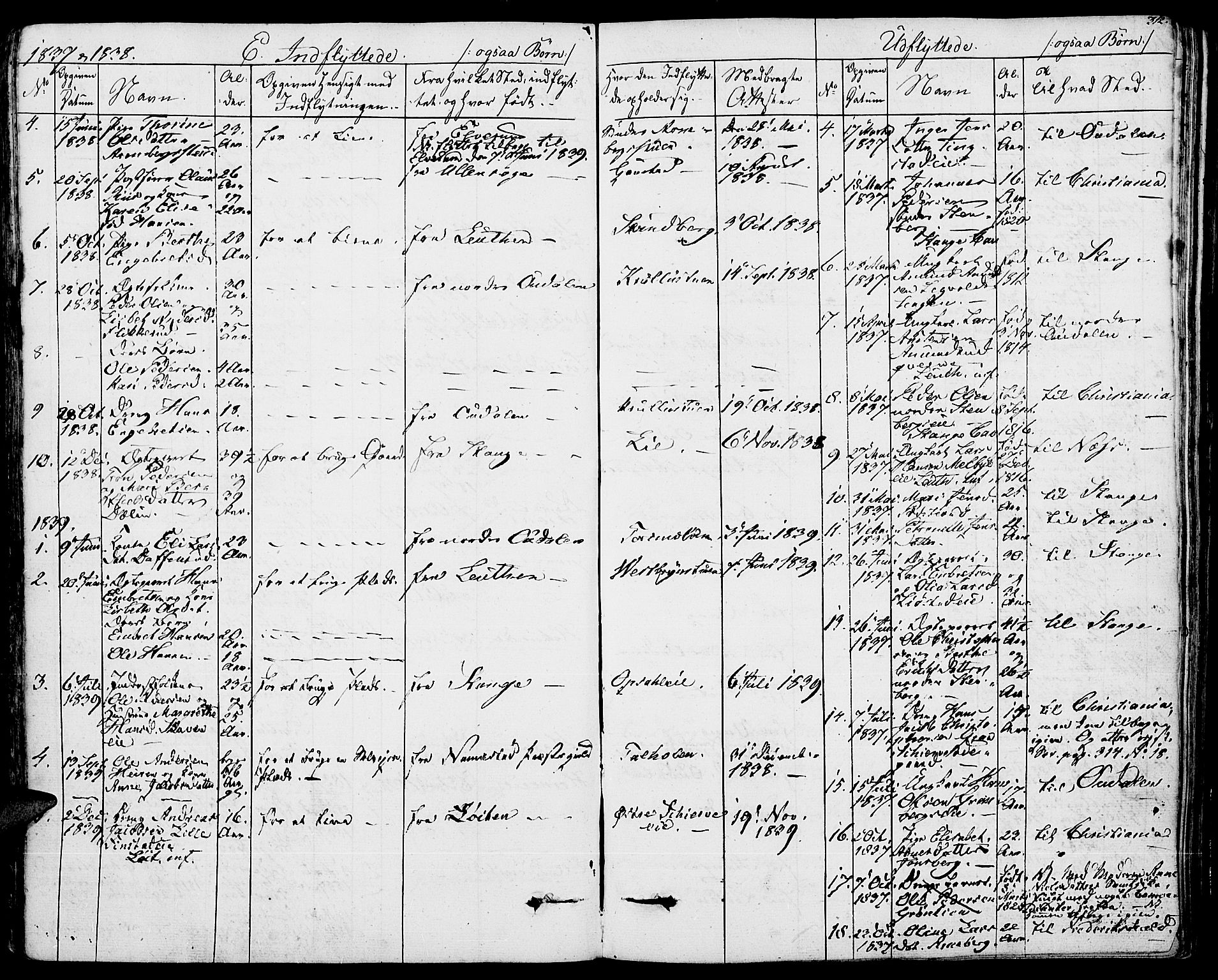 Romedal prestekontor, SAH/PREST-004/K/L0003: Parish register (official) no. 3, 1829-1846, p. 312