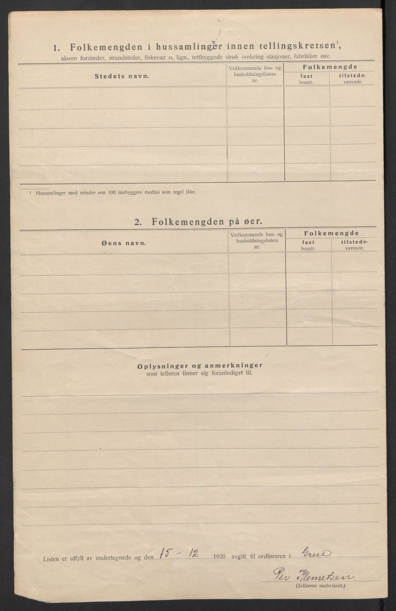 SAH, 1920 census for Grue, 1920, p. 72