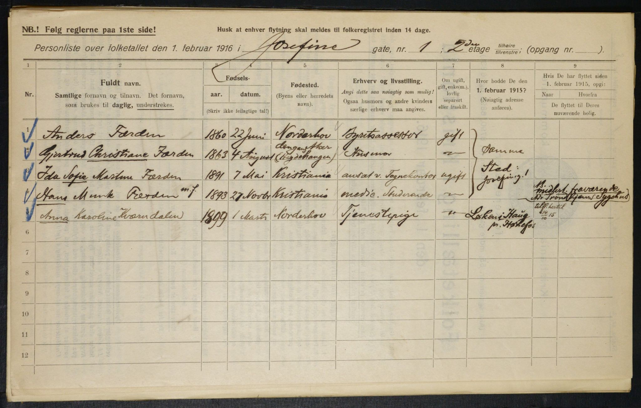 OBA, Municipal Census 1916 for Kristiania, 1916, p. 48425