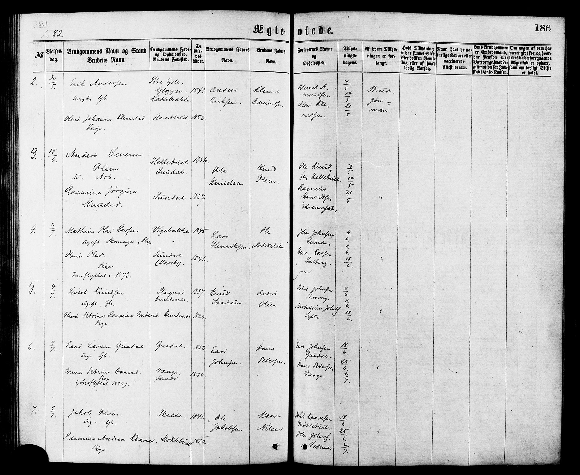 Ministerialprotokoller, klokkerbøker og fødselsregistre - Møre og Romsdal, AV/SAT-A-1454/501/L0007: Parish register (official) no. 501A07, 1868-1884, p. 186