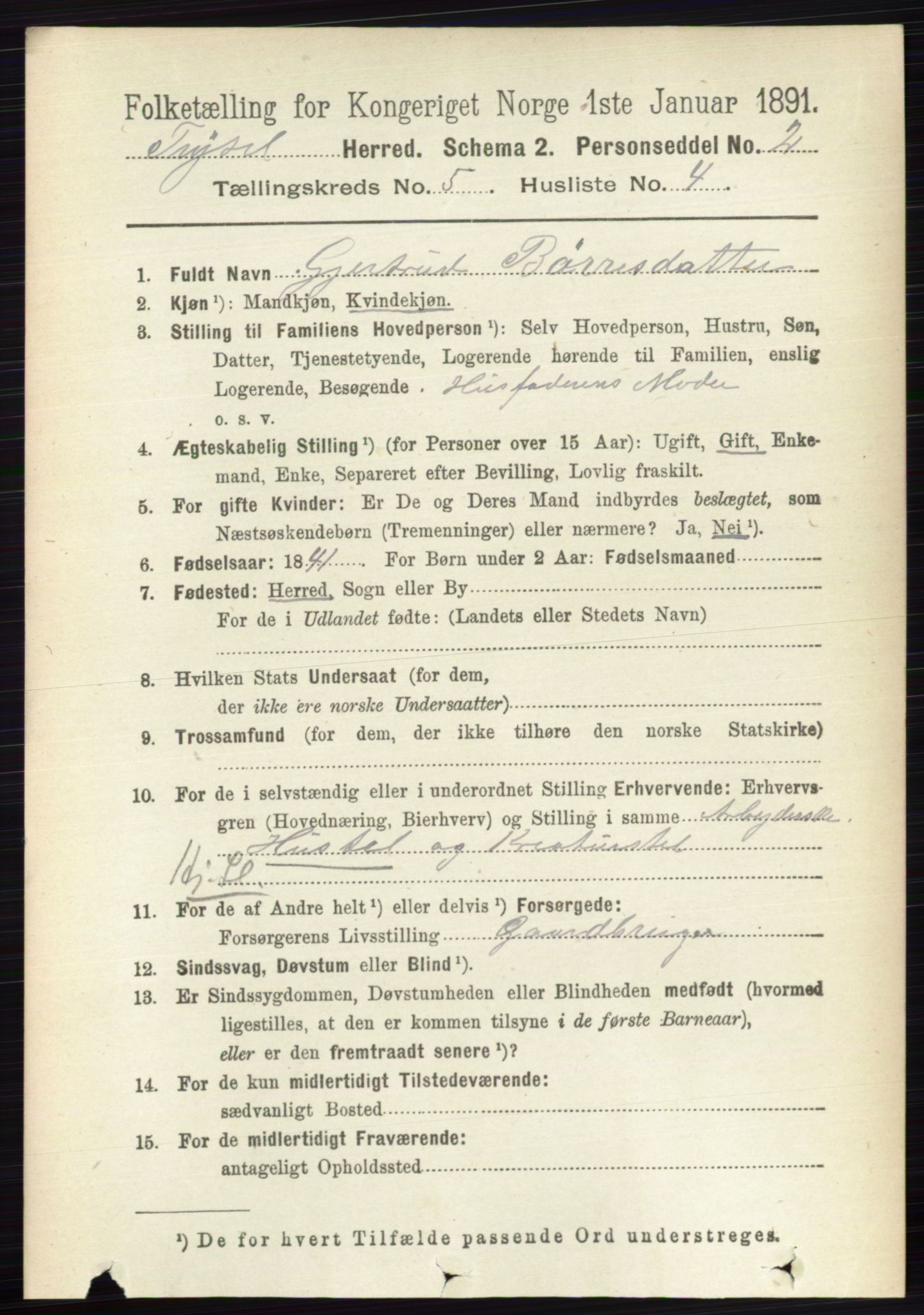 RA, 1891 census for 0428 Trysil, 1891, p. 2325