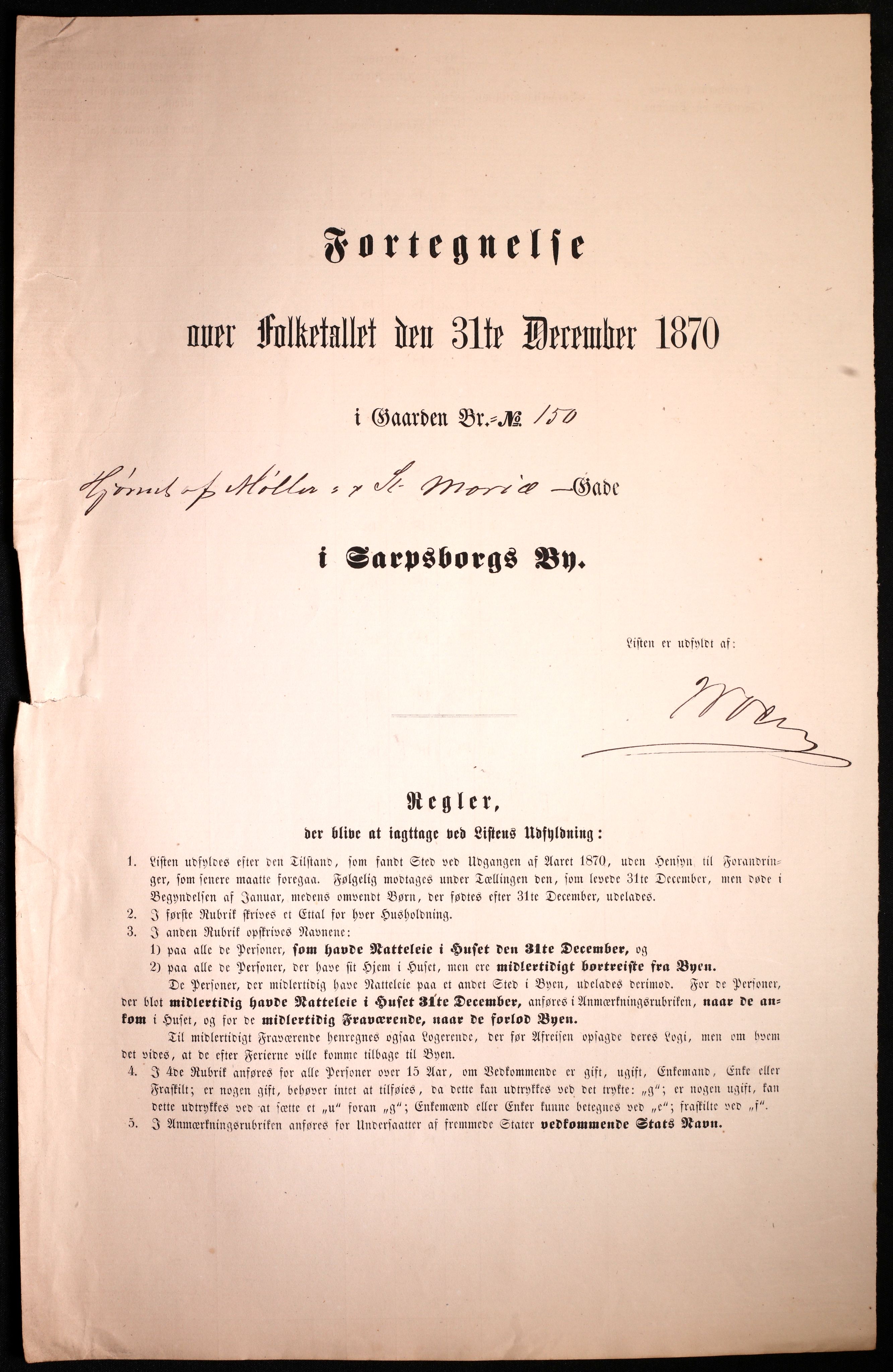 RA, 1870 census for 0102 Sarpsborg, 1870, p. 591