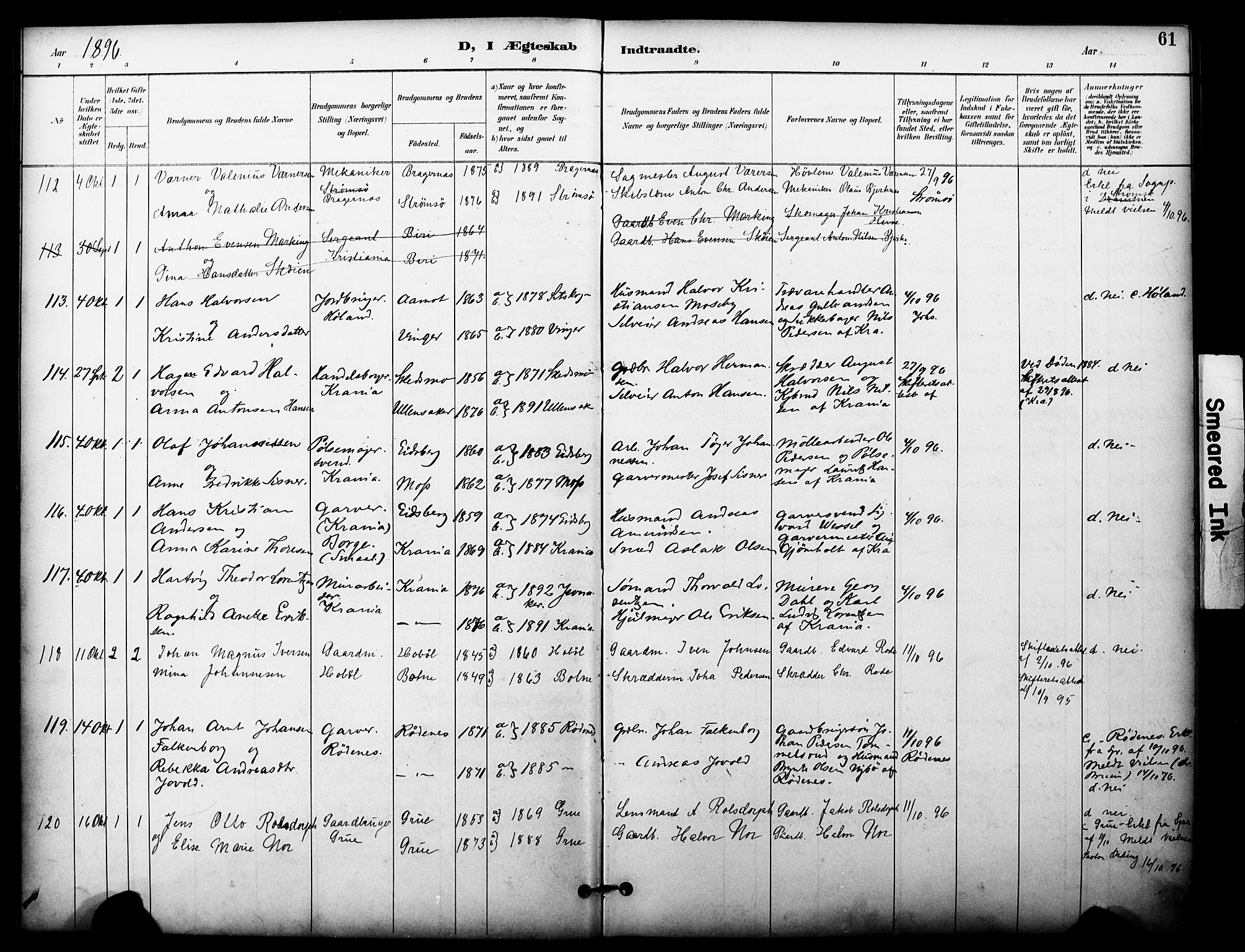 Johannes prestekontor Kirkebøker, AV/SAO-A-10852/F/Fa/L0006: Parish register (official) no. 6, 1893-1906, p. 61