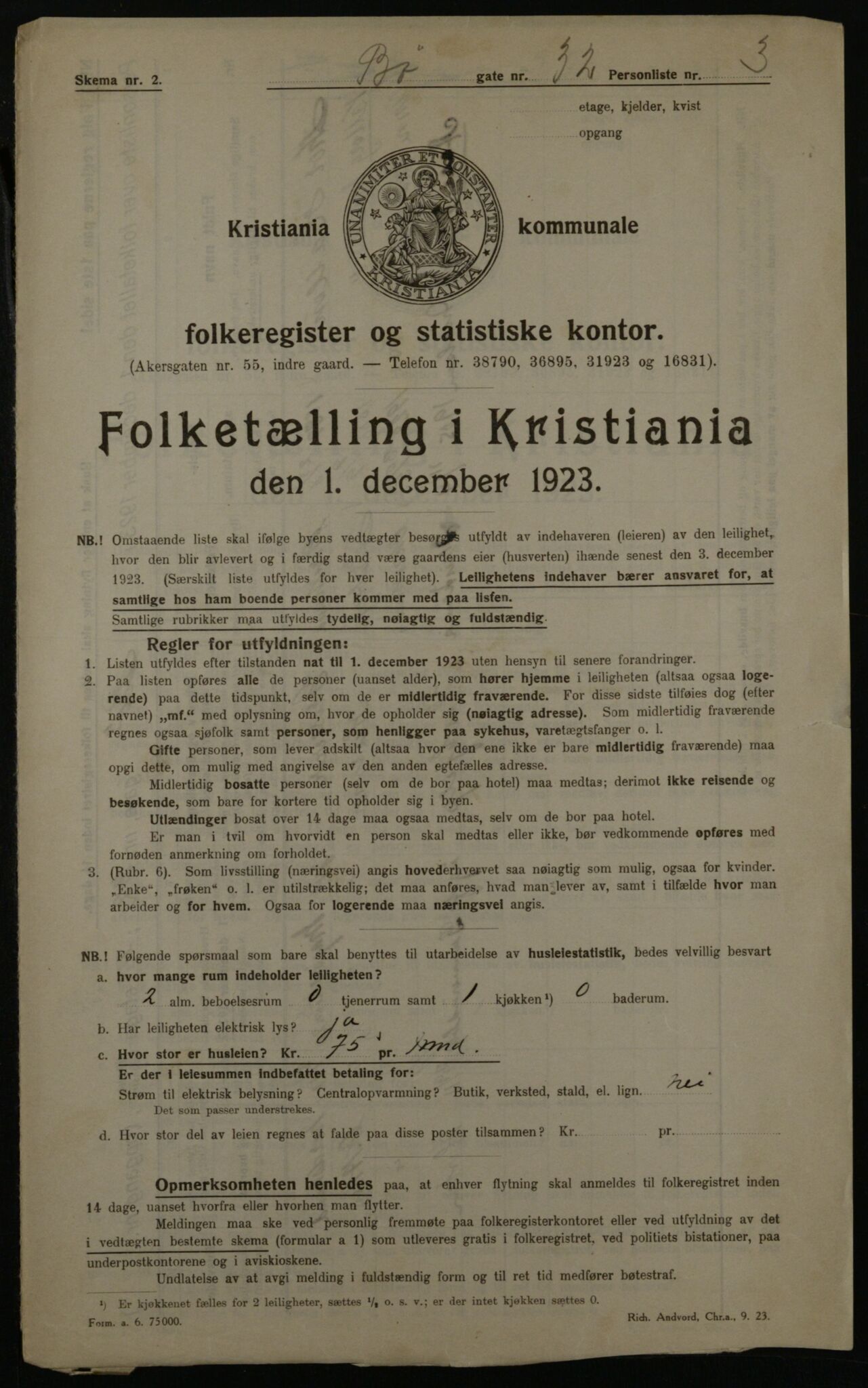 OBA, Municipal Census 1923 for Kristiania, 1923, p. 12468