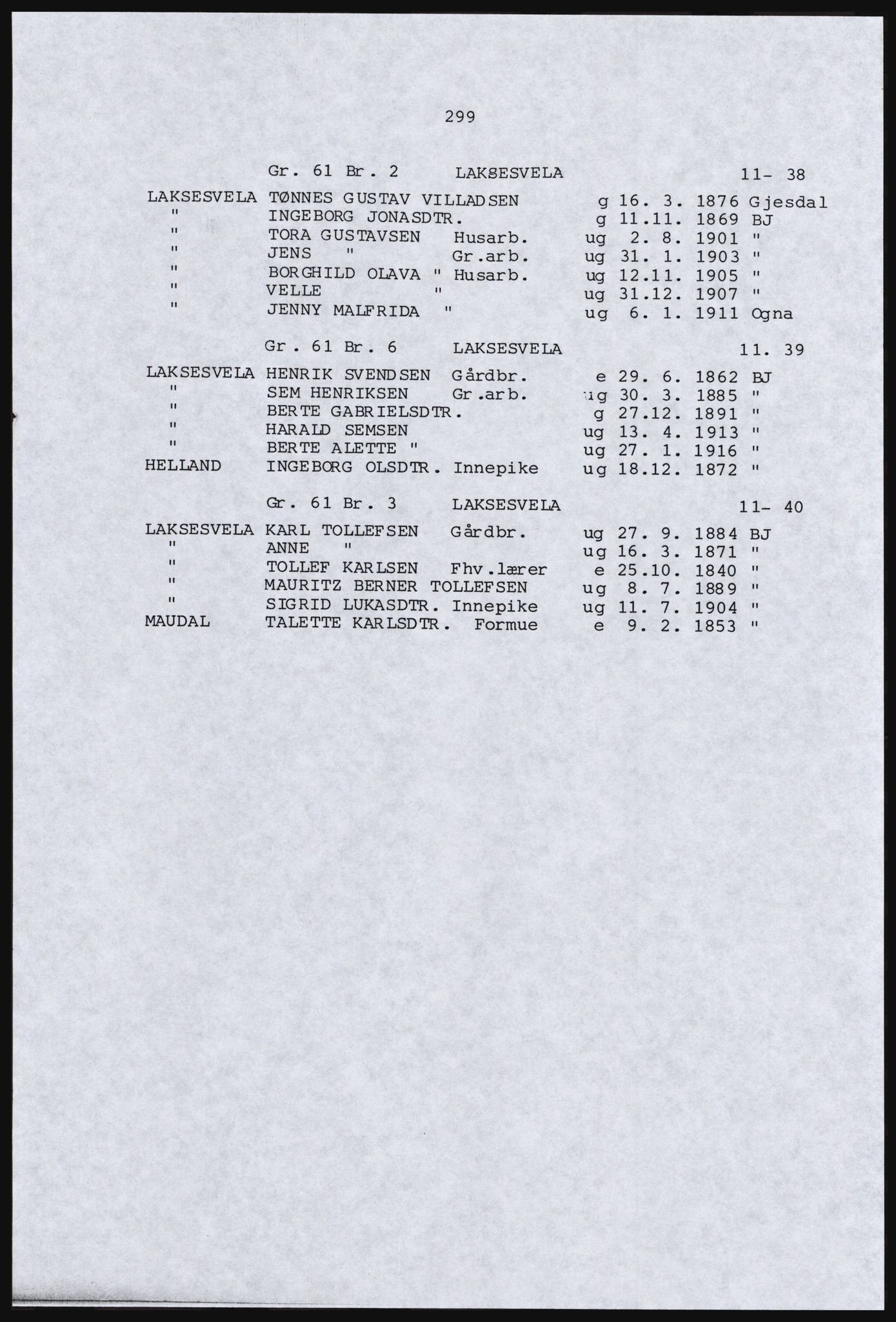 SAST, Copy of 1920 census for Dalane, 1920, p. 757