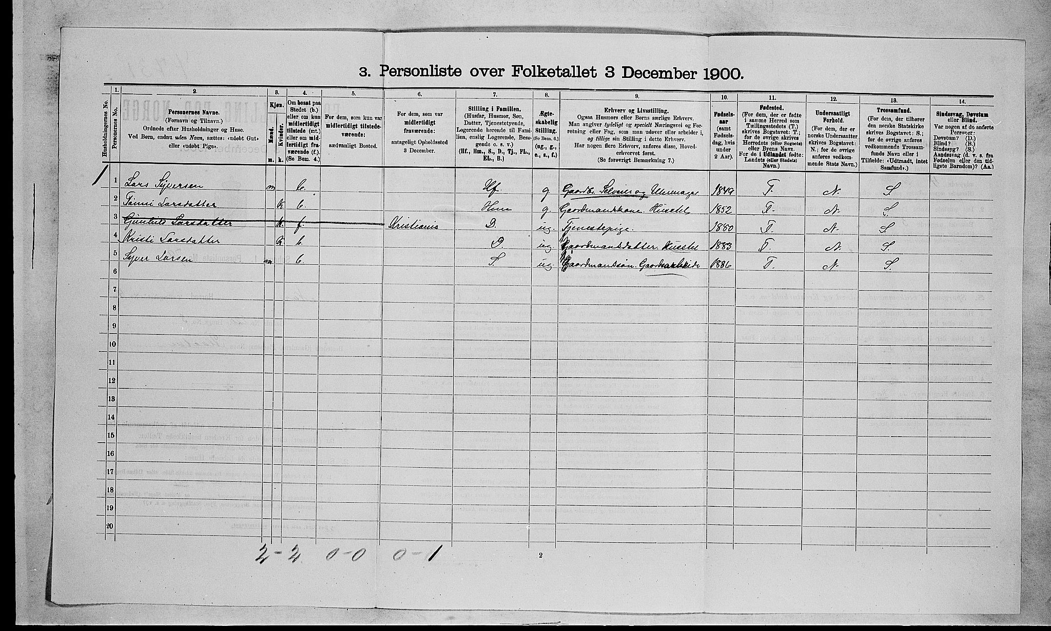 RA, 1900 census for Nore, 1900, p. 564