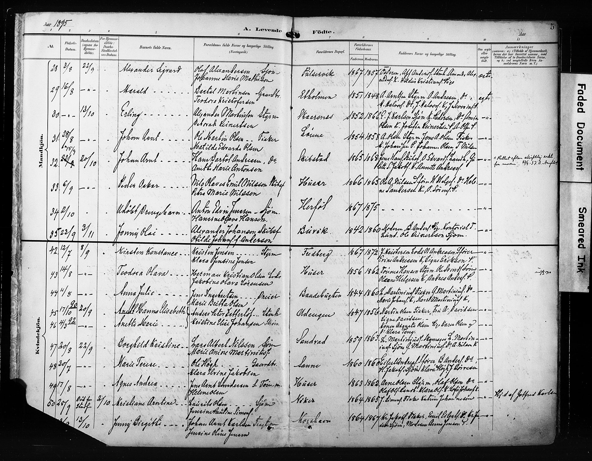 Hvaler prestekontor Kirkebøker, SAO/A-2001/F/Fa/L0009: Parish register (official) no. I 9, 1895-1906, p. 5