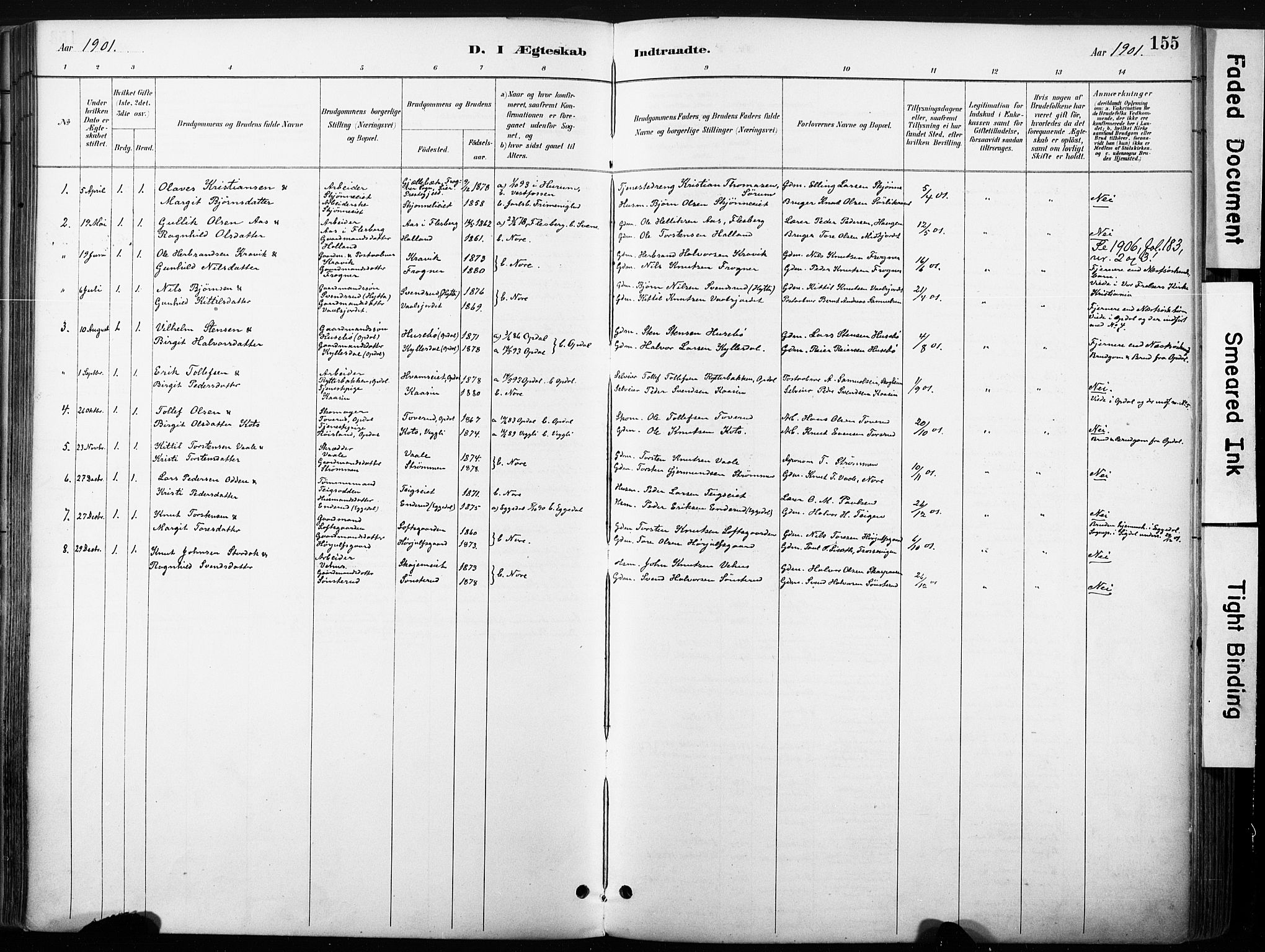 Nore kirkebøker, SAKO/A-238/F/Fb/L0002: Parish register (official) no. II 2, 1886-1906, p. 155