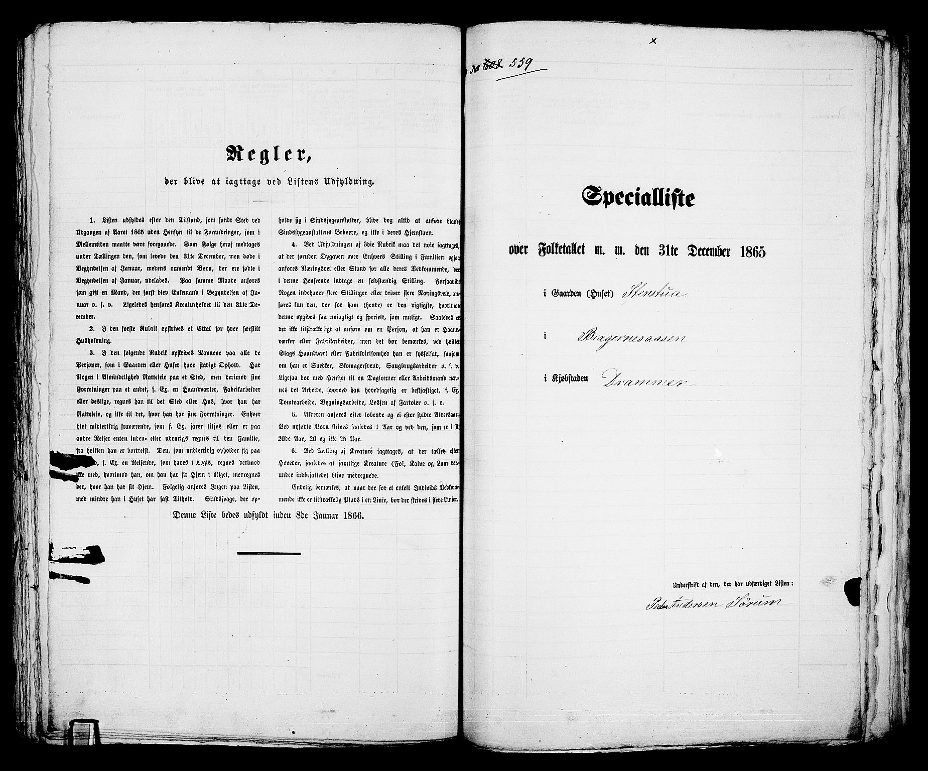 RA, 1865 census for Bragernes in Drammen, 1865, p. 1163