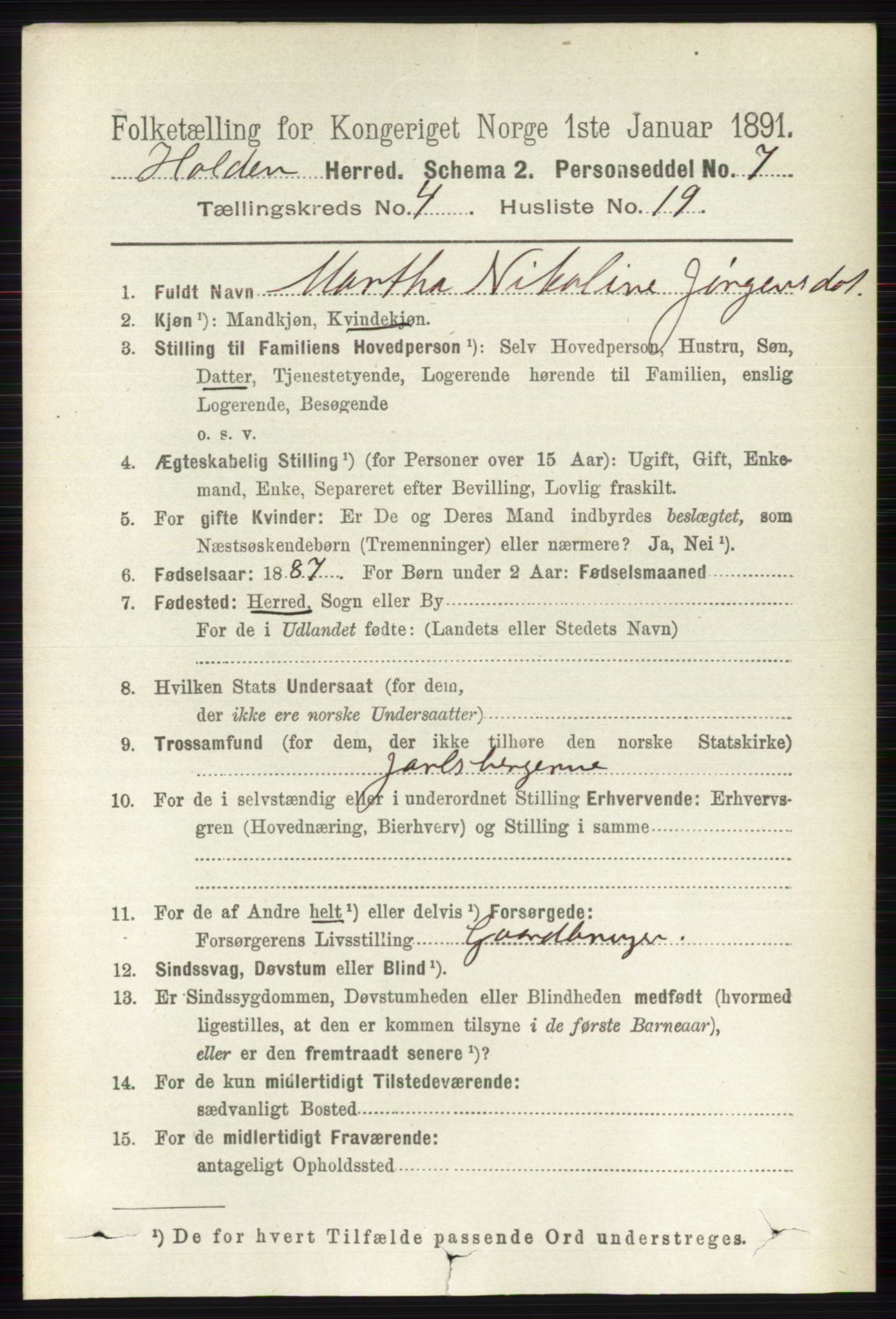 RA, 1891 census for 0819 Holla, 1891, p. 2376