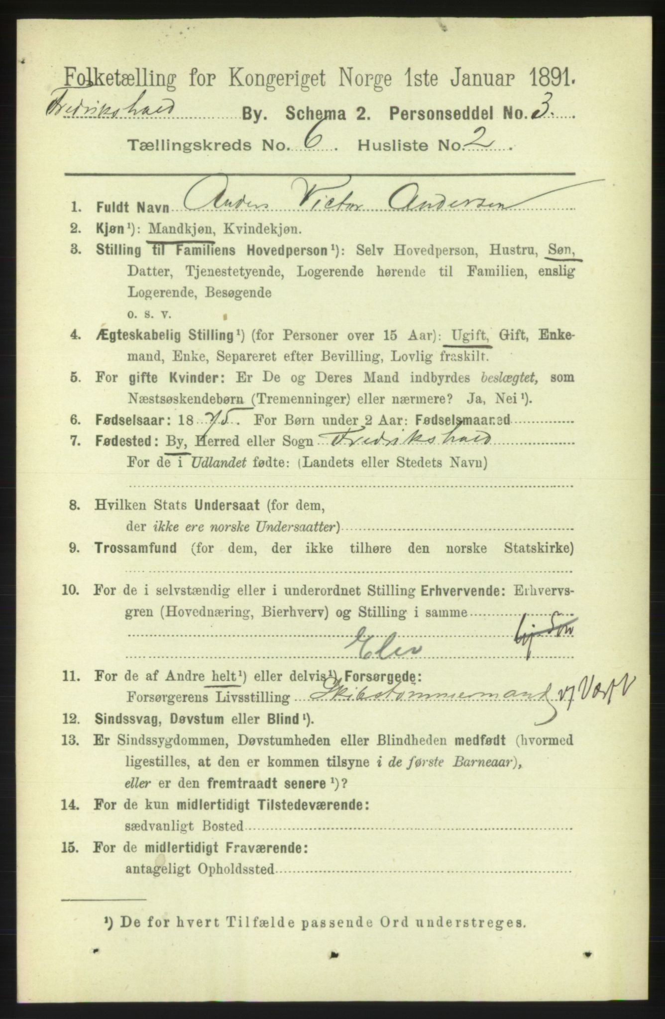 RA, 1891 census for 0101 Fredrikshald, 1891, p. 4466