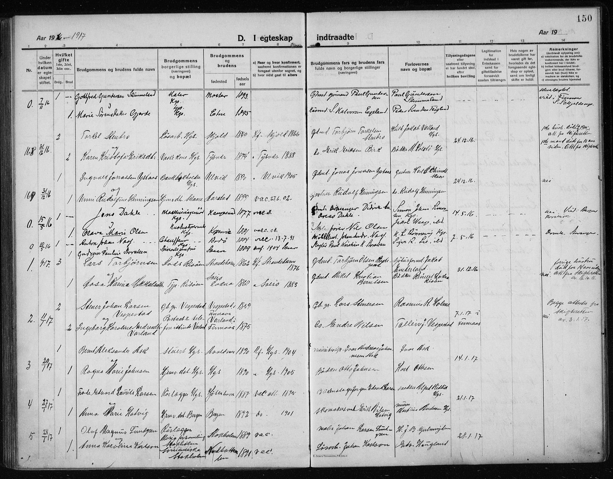 Haugesund sokneprestkontor, AV/SAST-A -101863/H/Ha/Haa/L0009: Parish register (official) no. A 9, 1914-1929, p. 150