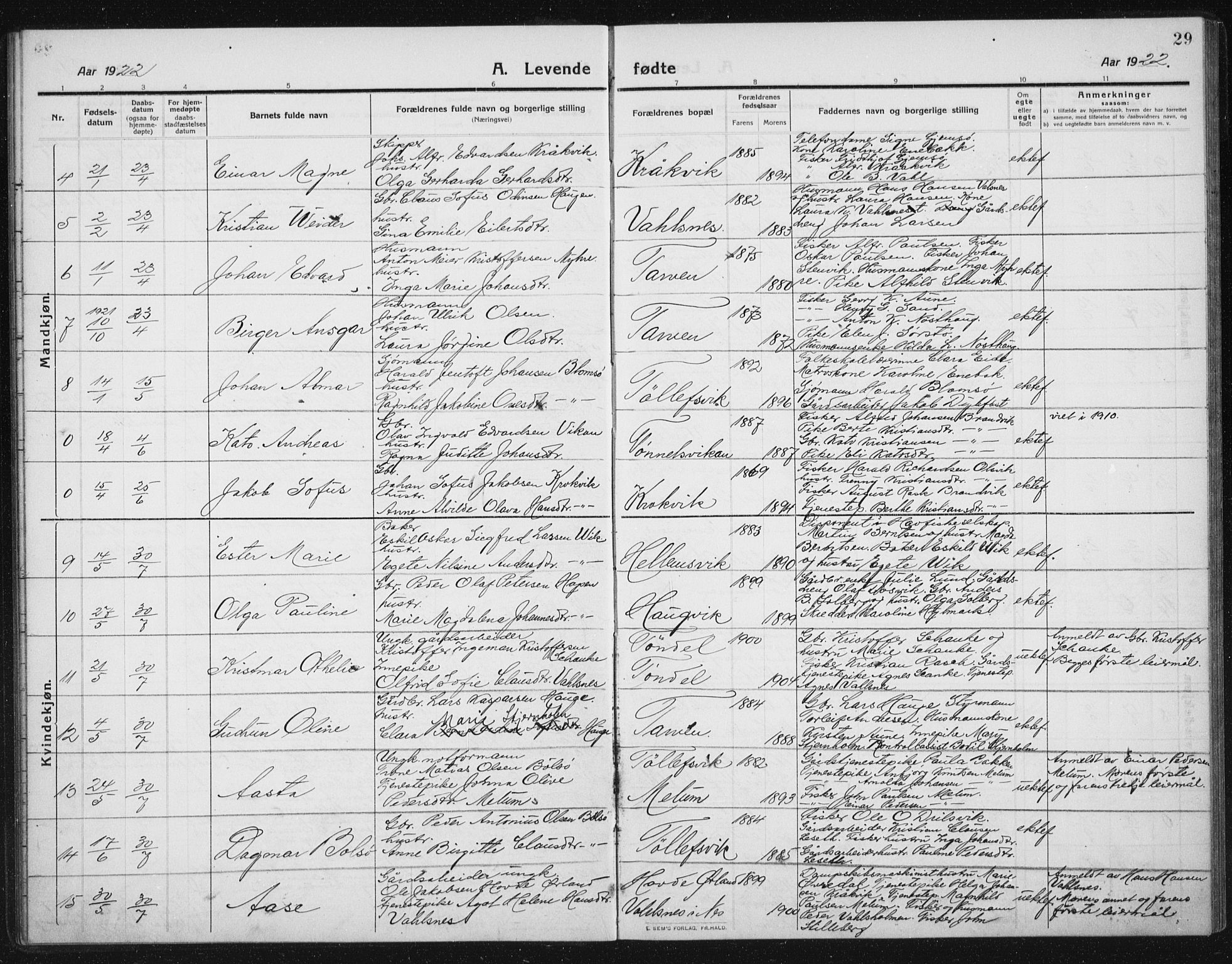 Ministerialprotokoller, klokkerbøker og fødselsregistre - Sør-Trøndelag, SAT/A-1456/652/L0654: Parish register (copy) no. 652C02, 1910-1937, p. 29