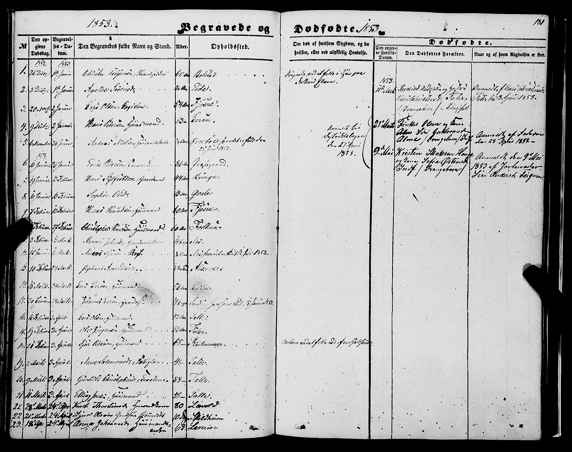 Luster sokneprestembete, AV/SAB-A-81101/H/Haa/Haaa/L0007: Parish register (official) no. A 7, 1849-1859, p. 181