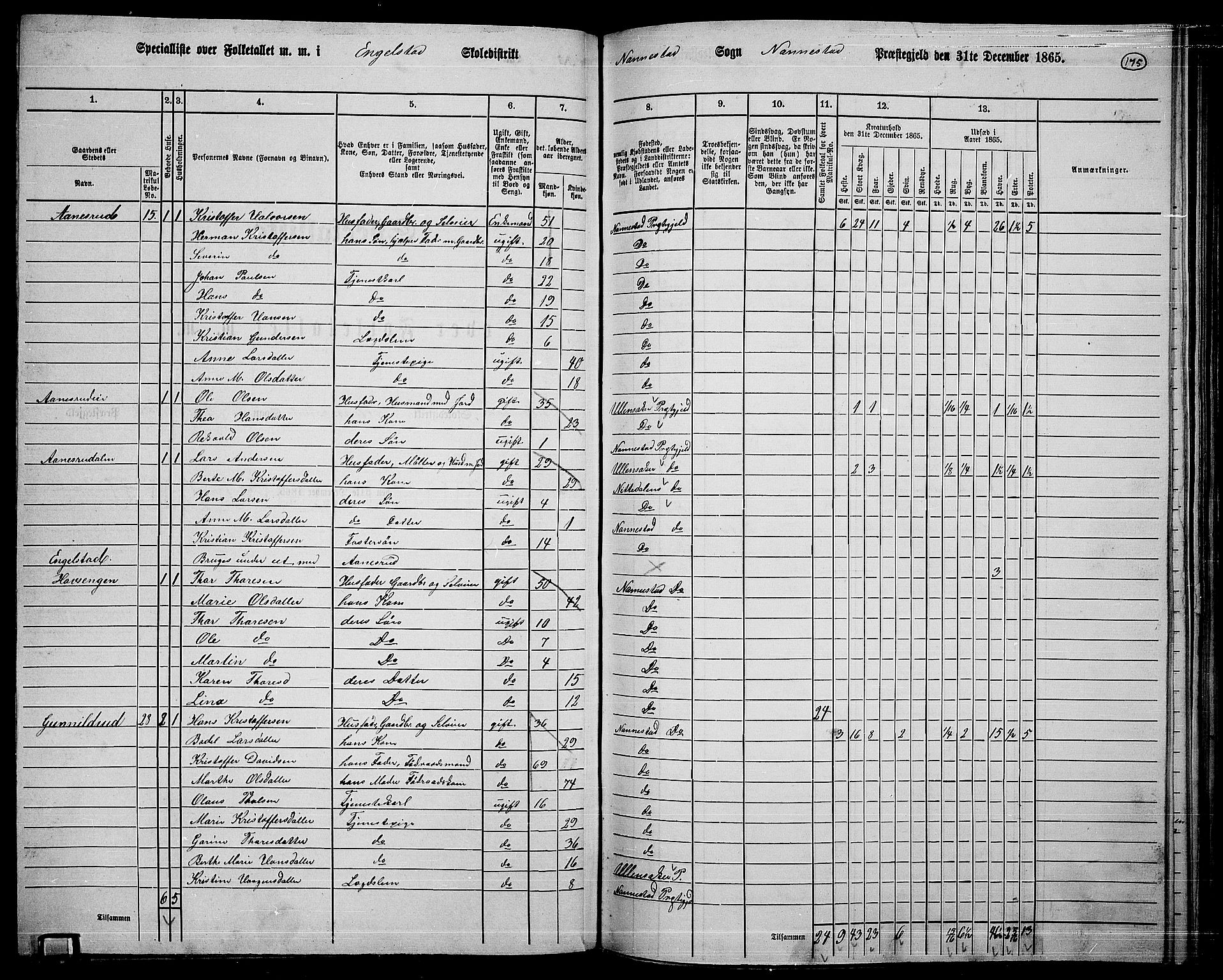 RA, 1865 census for Nannestad, 1865, p. 58