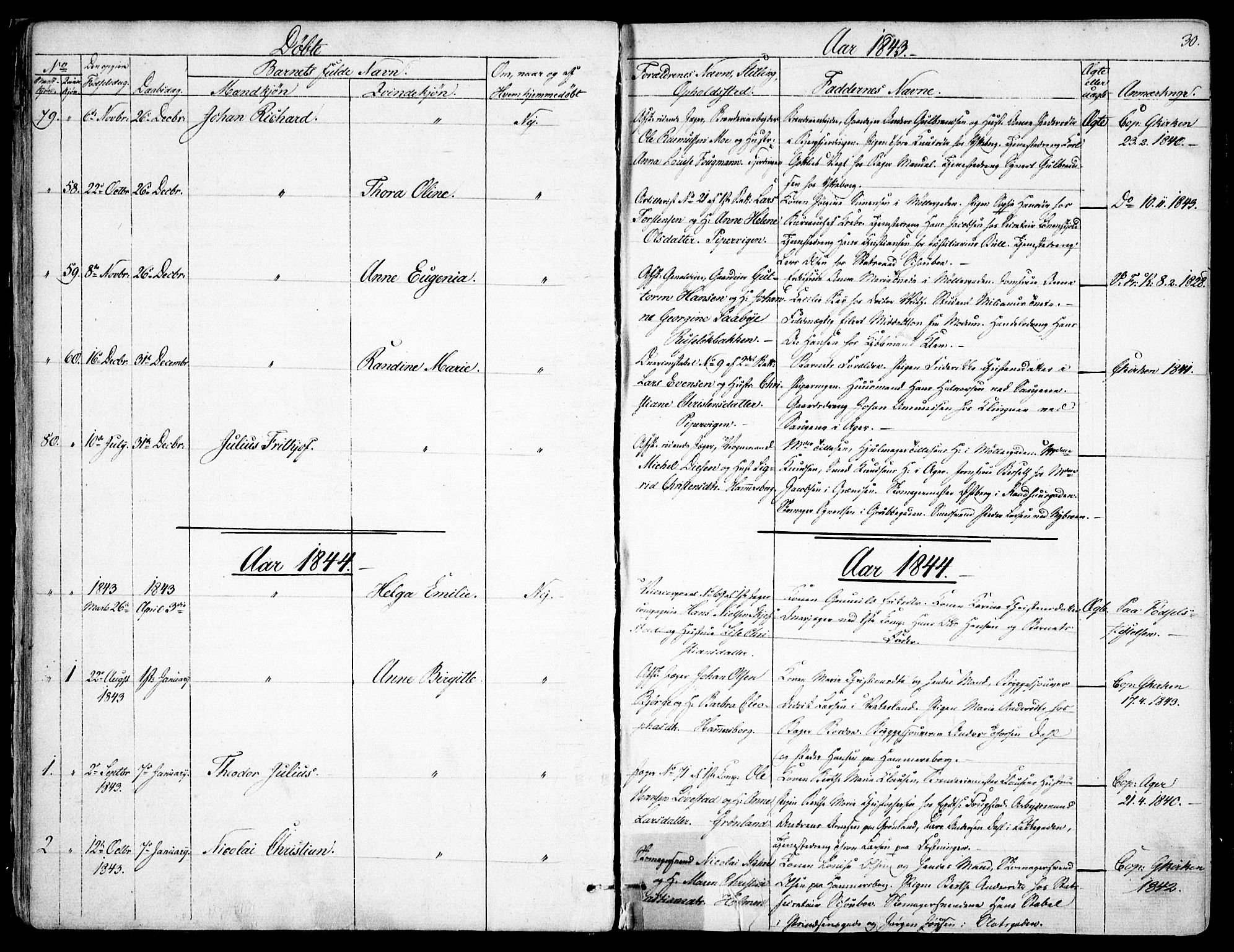Garnisonsmenigheten Kirkebøker, SAO/A-10846/F/Fa/L0008: Parish register (official) no. 8, 1842-1859, p. 30