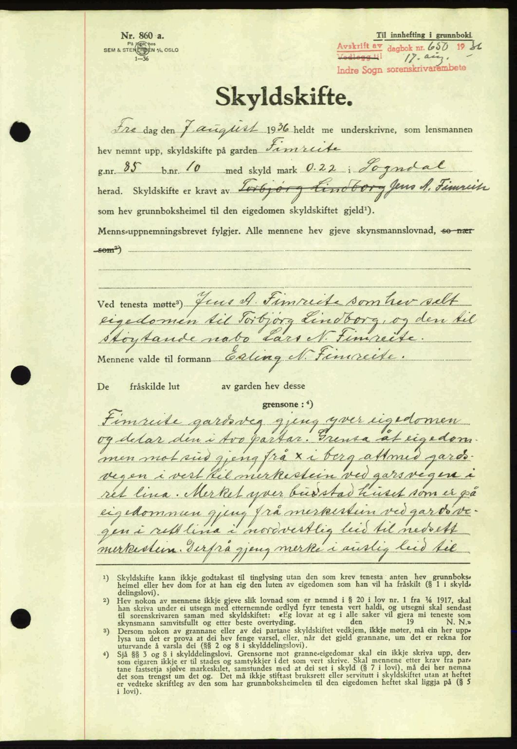 Indre Sogn tingrett, SAB/A-3301/1/G/Gb/Gba/L0030: Mortgage book no. 30, 1935-1937, Deed date: 17.08.1936