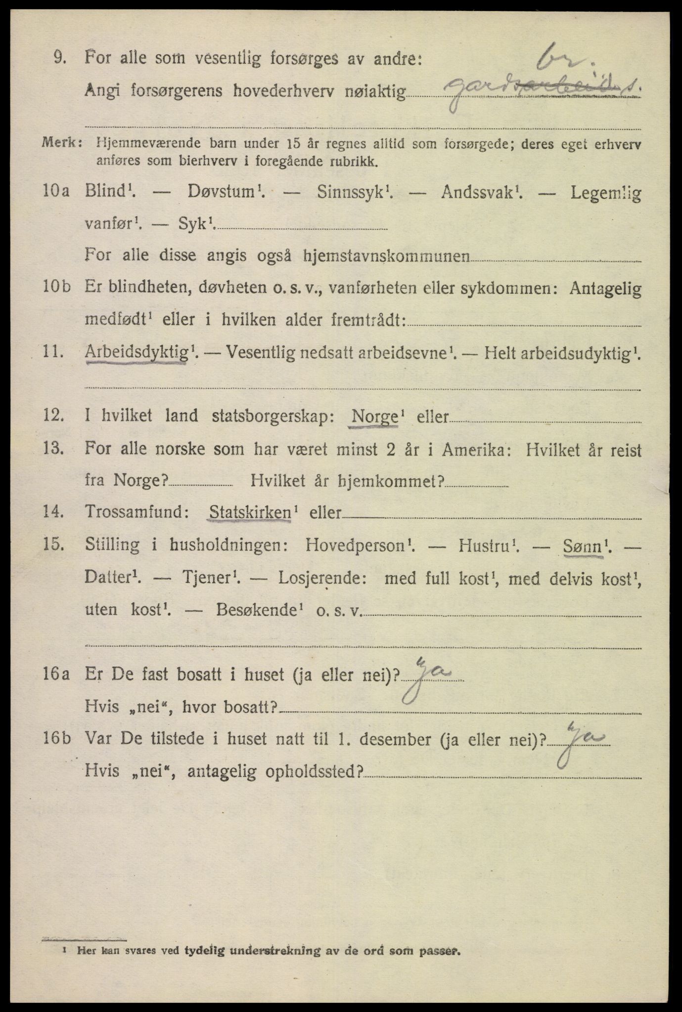 SAK, 1920 census for Gyland, 1920, p. 1331
