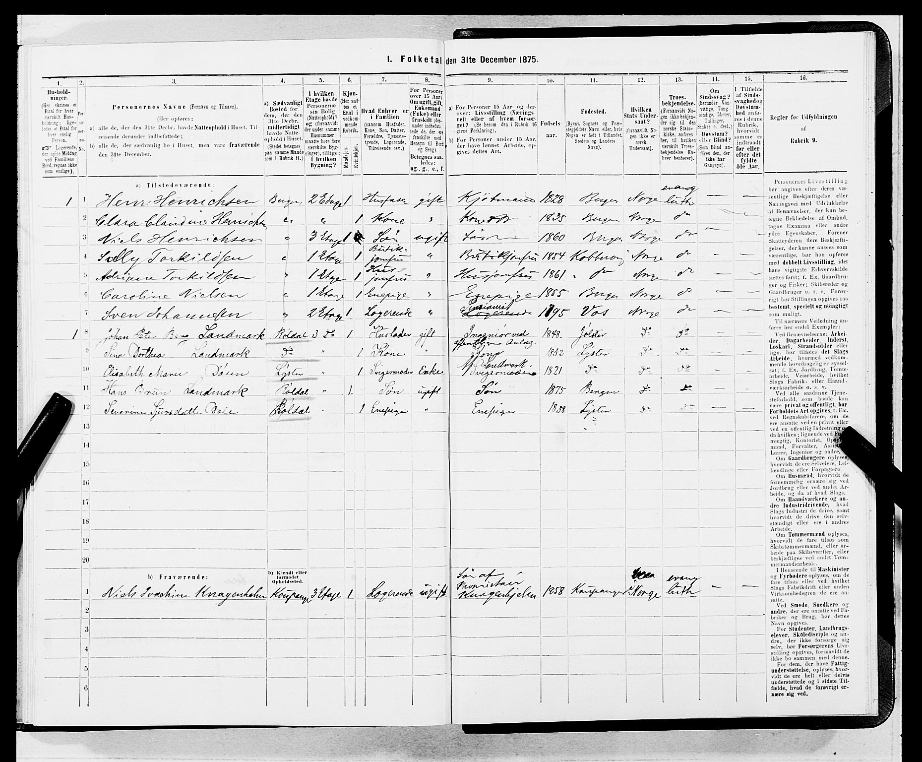 SAB, 1875 census for 1301 Bergen, 1875, p. 3581