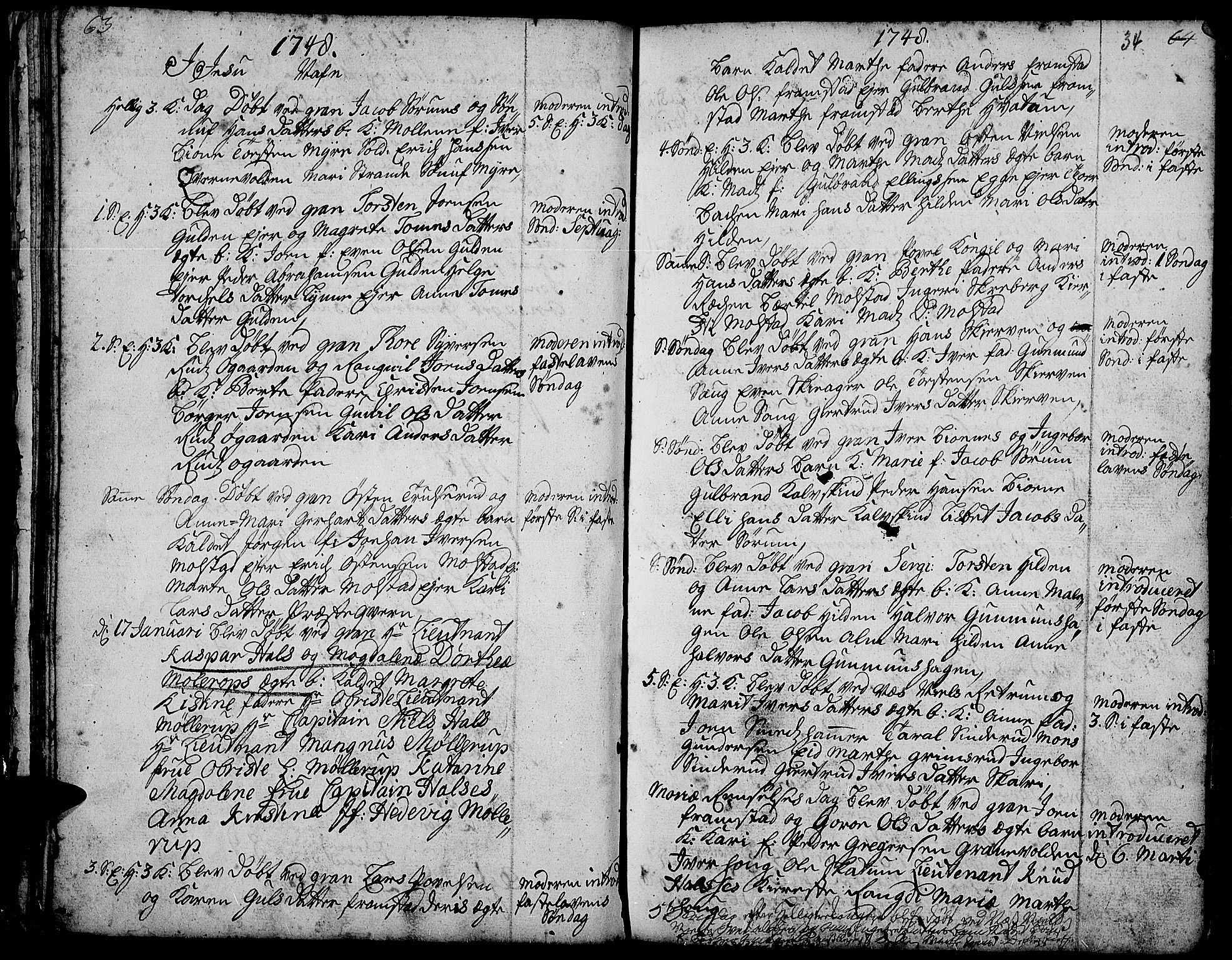Gran prestekontor, AV/SAH-PREST-112/H/Ha/Haa/L0003: Parish register (official) no. 3, 1745-1758, p. 34