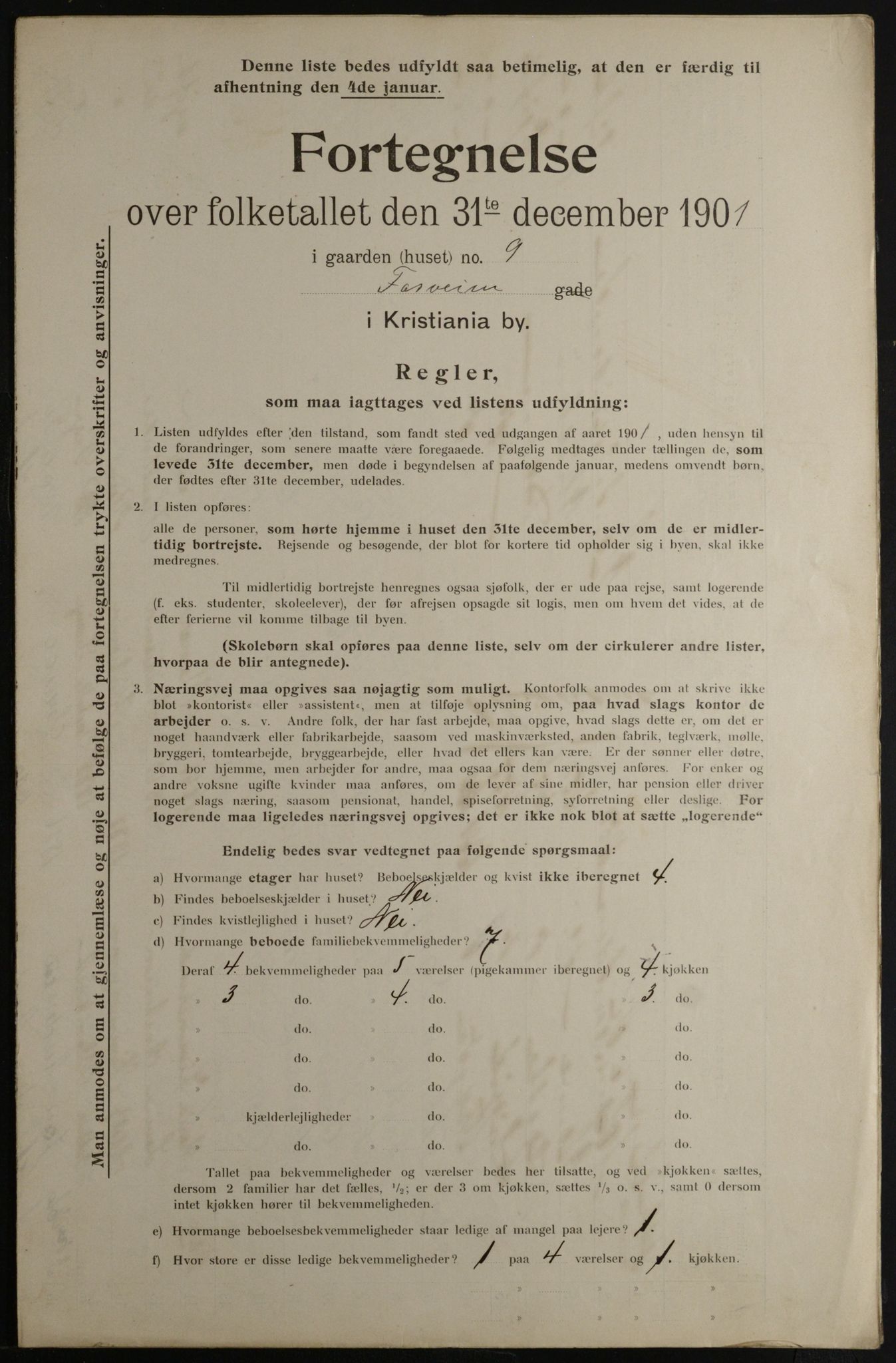 OBA, Municipal Census 1901 for Kristiania, 1901, p. 4042