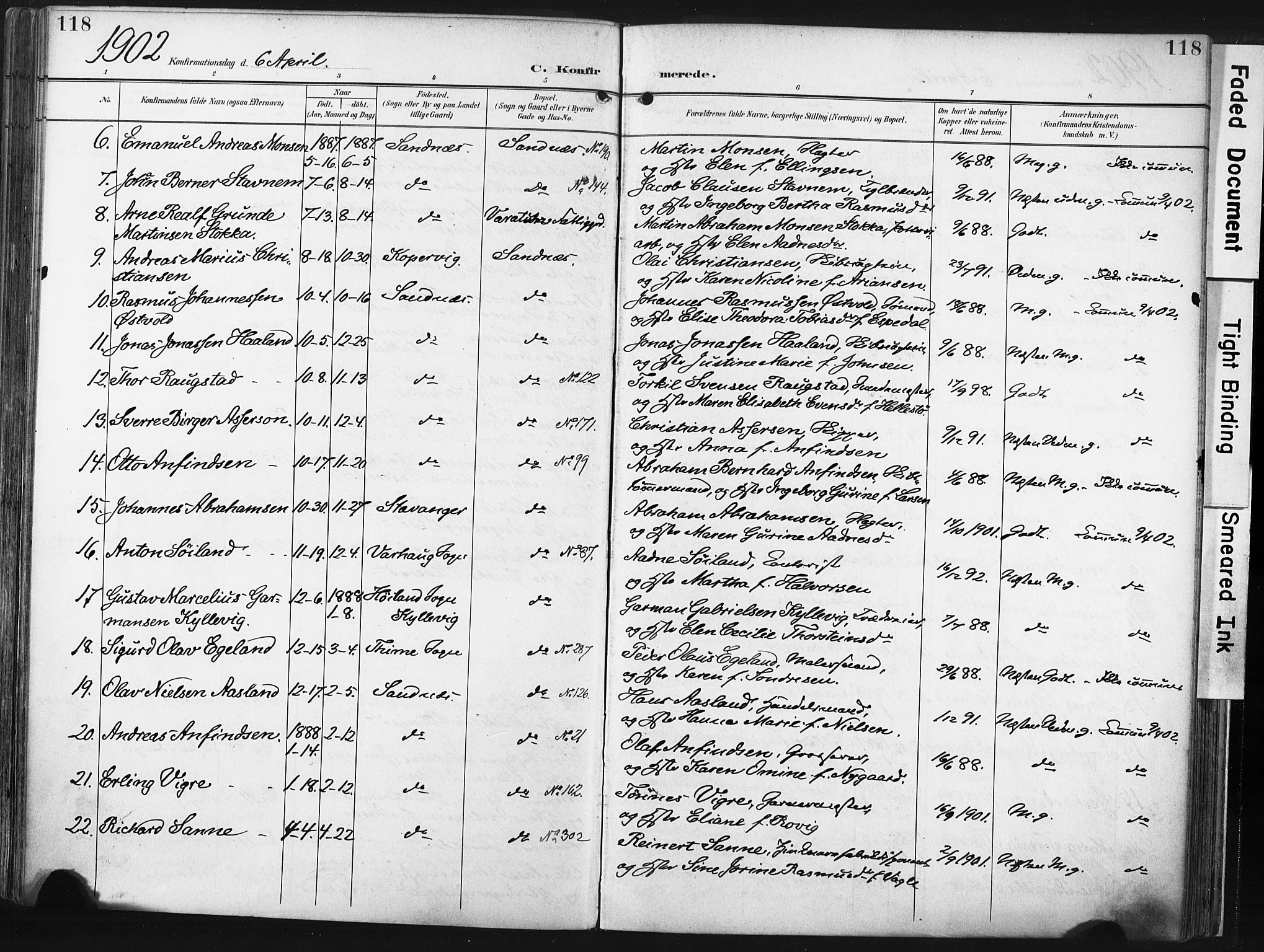 Høyland sokneprestkontor, AV/SAST-A-101799/001/30BA/L0016: Parish register (official) no. A 16, 1899-1911, p. 118