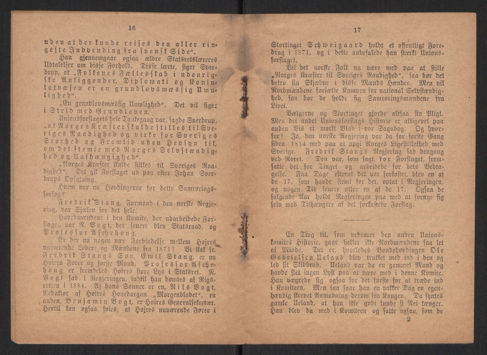 Venstres Hovedorganisasjon, RA/PA-0876/X/L0001: De eldste skrifter, 1860-1936, p. 722