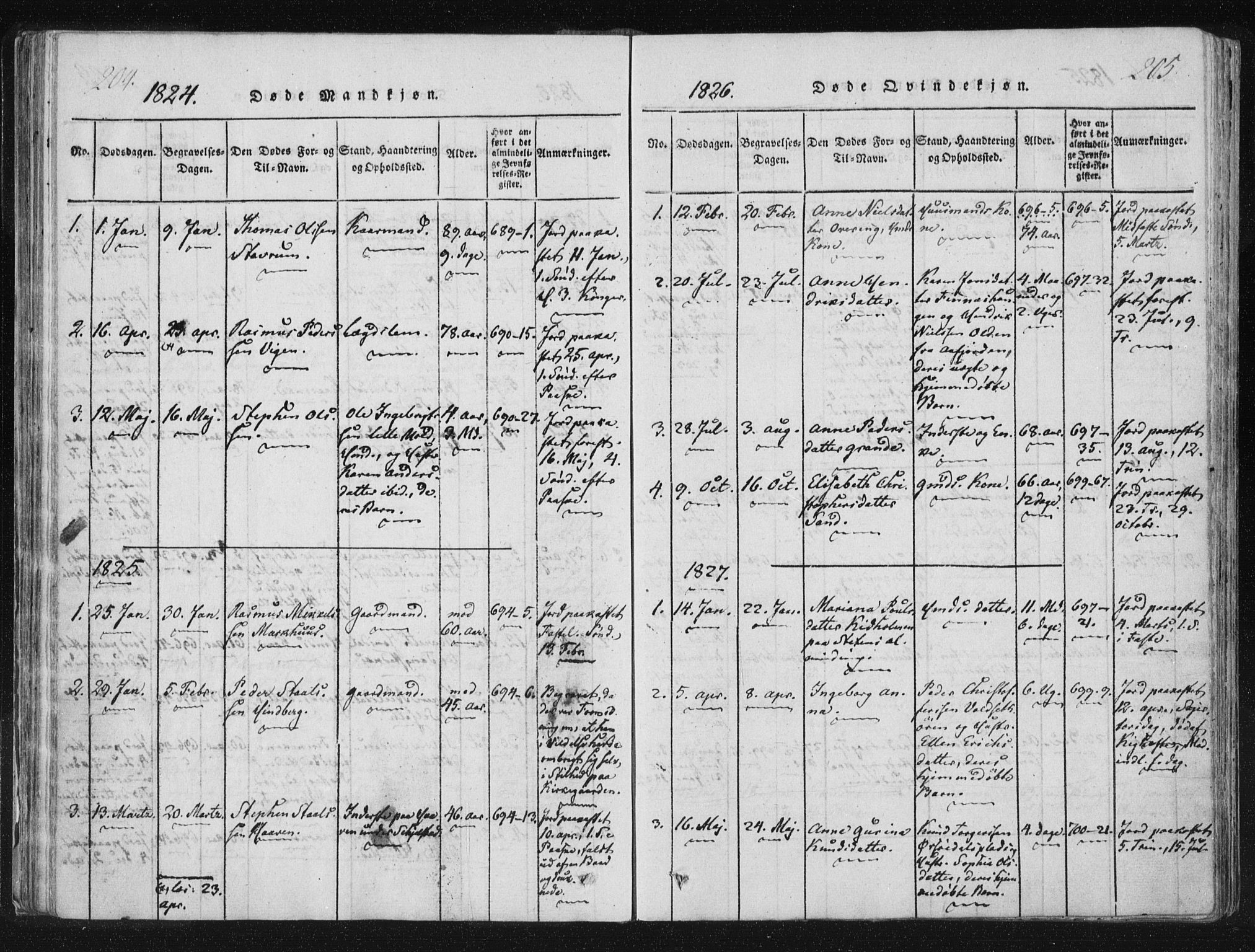 Ministerialprotokoller, klokkerbøker og fødselsregistre - Nord-Trøndelag, SAT/A-1458/744/L0417: Parish register (official) no. 744A01, 1817-1842, p. 204-205