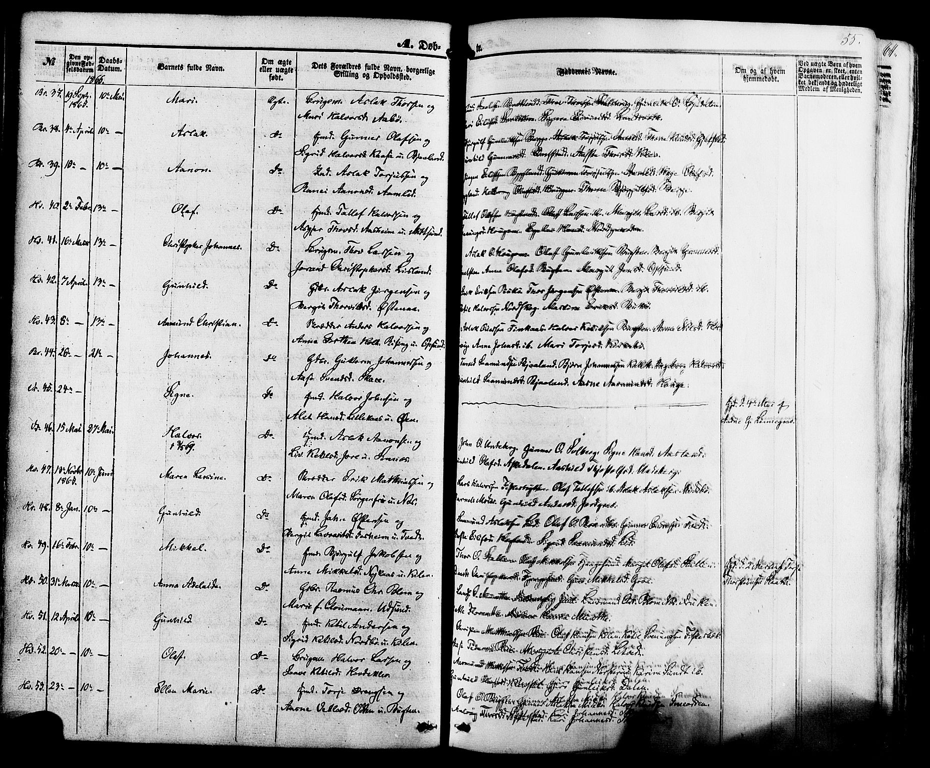 Kviteseid kirkebøker, AV/SAKO-A-276/F/Fa/L0007: Parish register (official) no. I 7, 1859-1881, p. 55