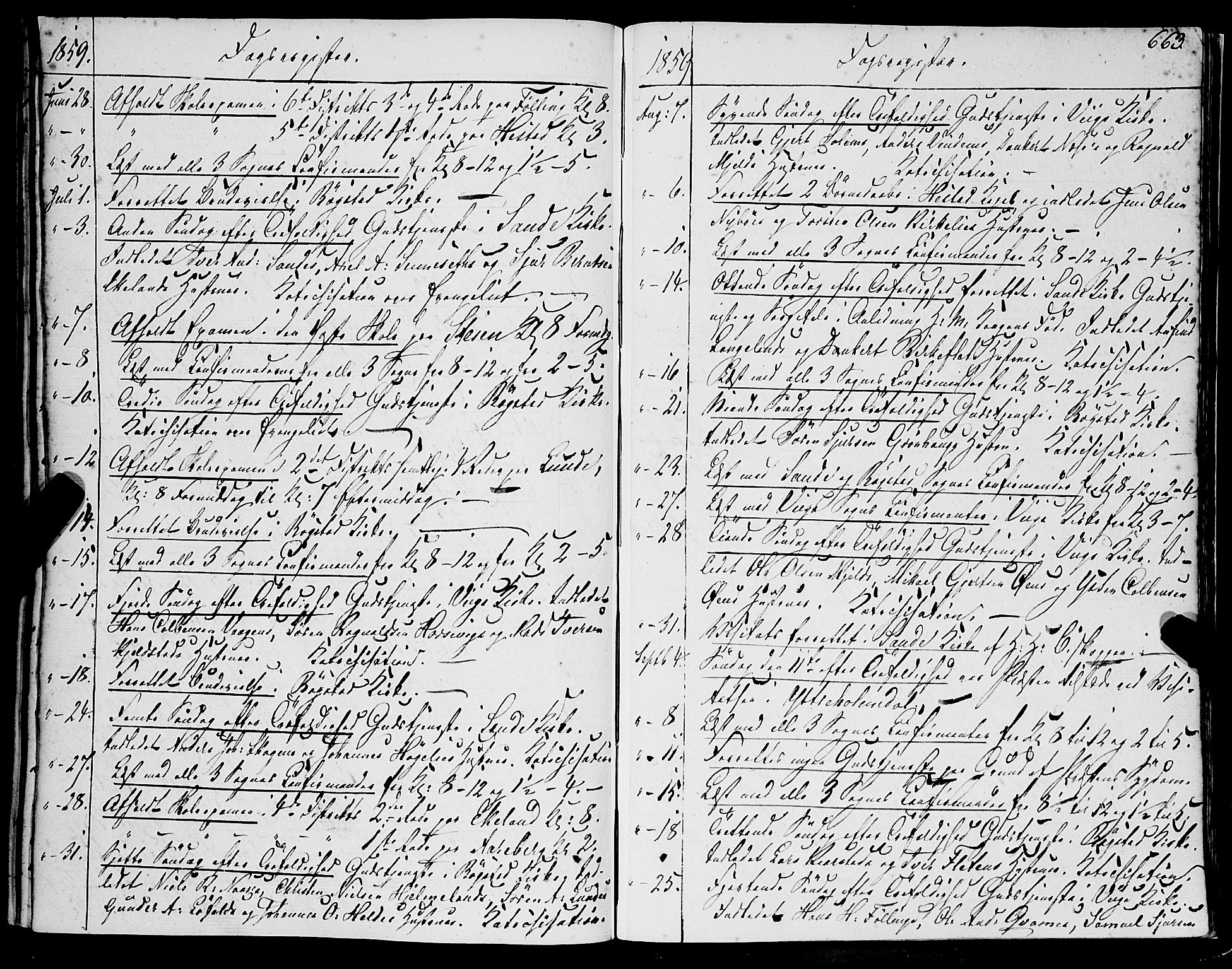 Gaular sokneprestembete, SAB/A-80001/H/Haa: Parish register (official) no. A 4II, 1841-1859, p. 663