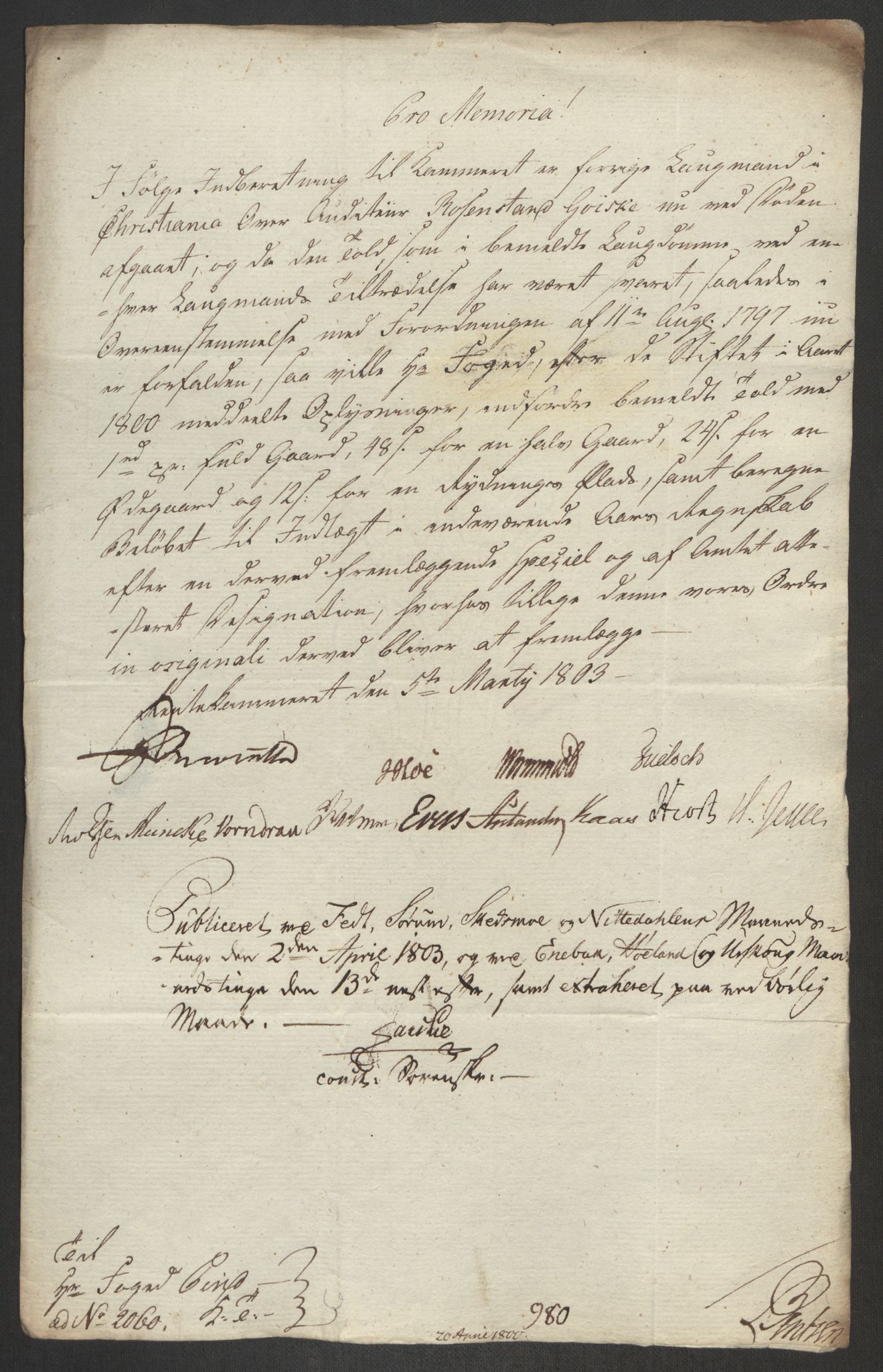 Rentekammeret inntil 1814, Reviderte regnskaper, Fogderegnskap, RA/EA-4092/R11/L0679: Fogderegnskap Nedre Romerike, 1803, p. 430