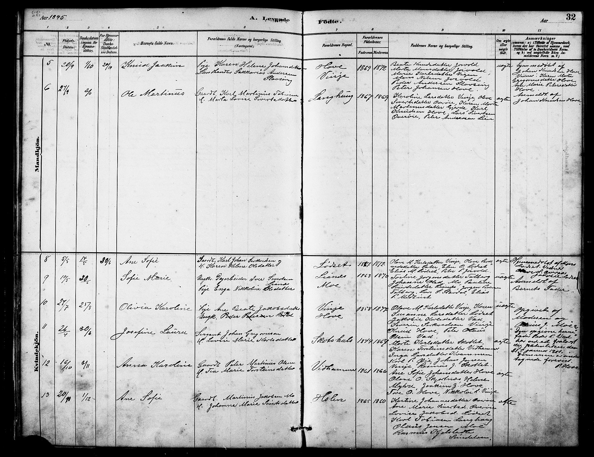 Ministerialprotokoller, klokkerbøker og fødselsregistre - Møre og Romsdal, SAT/A-1454/521/L0302: Parish register (copy) no. 521C03, 1882-1907, p. 32