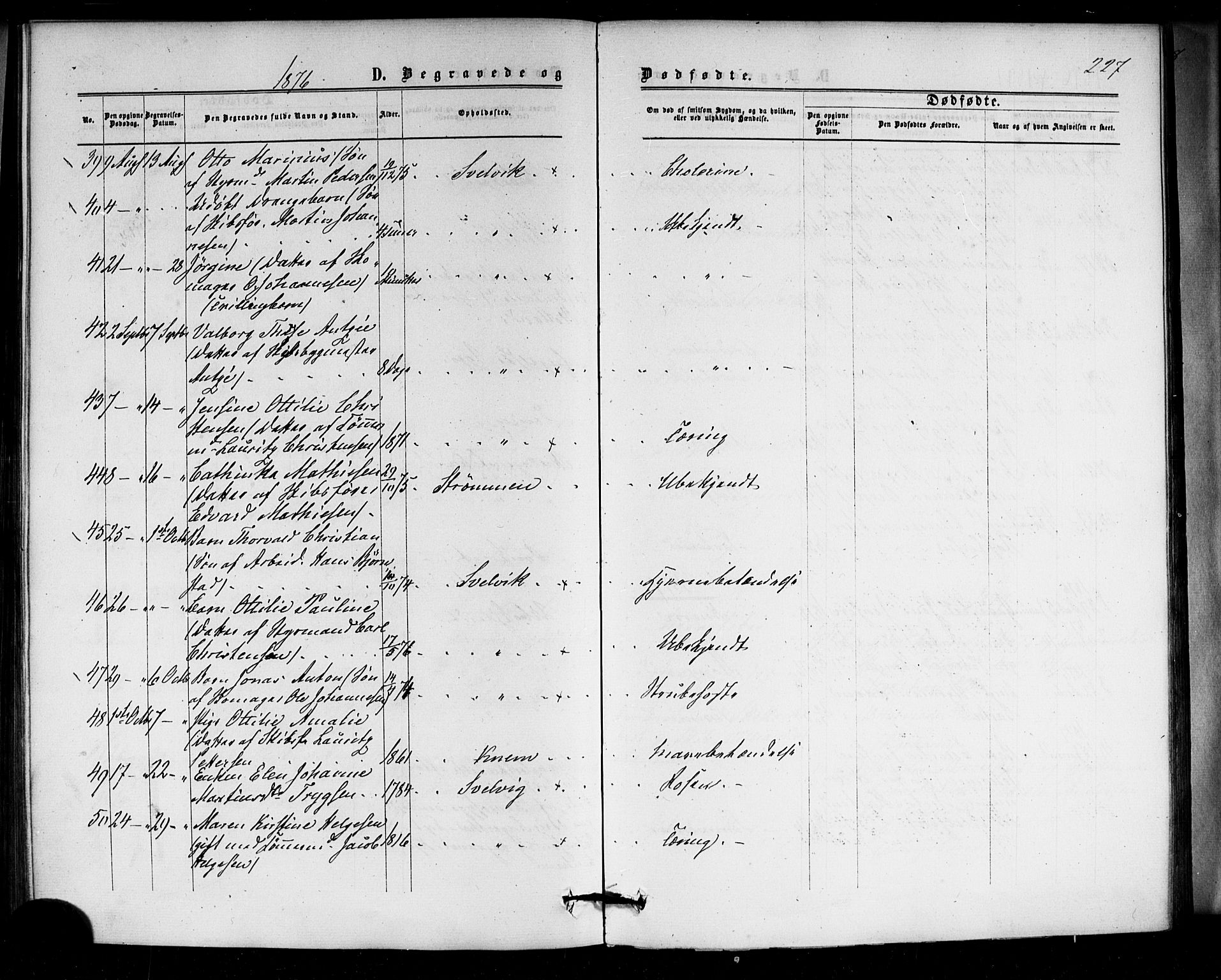 Strømm kirkebøker, AV/SAKO-A-322/F/Fa/L0002: Parish register (official) no. I 2, 1870-1877, p. 227