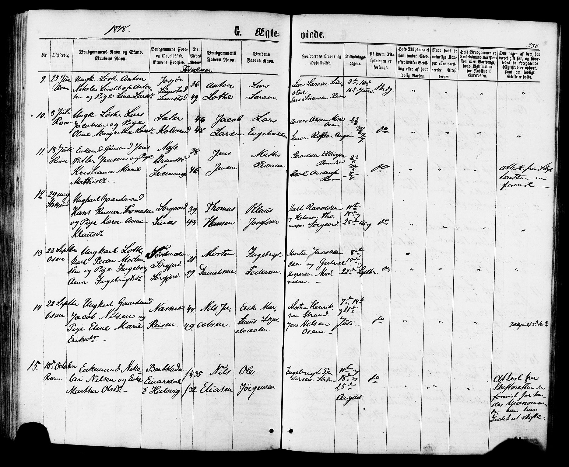 Ministerialprotokoller, klokkerbøker og fødselsregistre - Sør-Trøndelag, SAT/A-1456/657/L0706: Parish register (official) no. 657A07, 1867-1878, p. 330