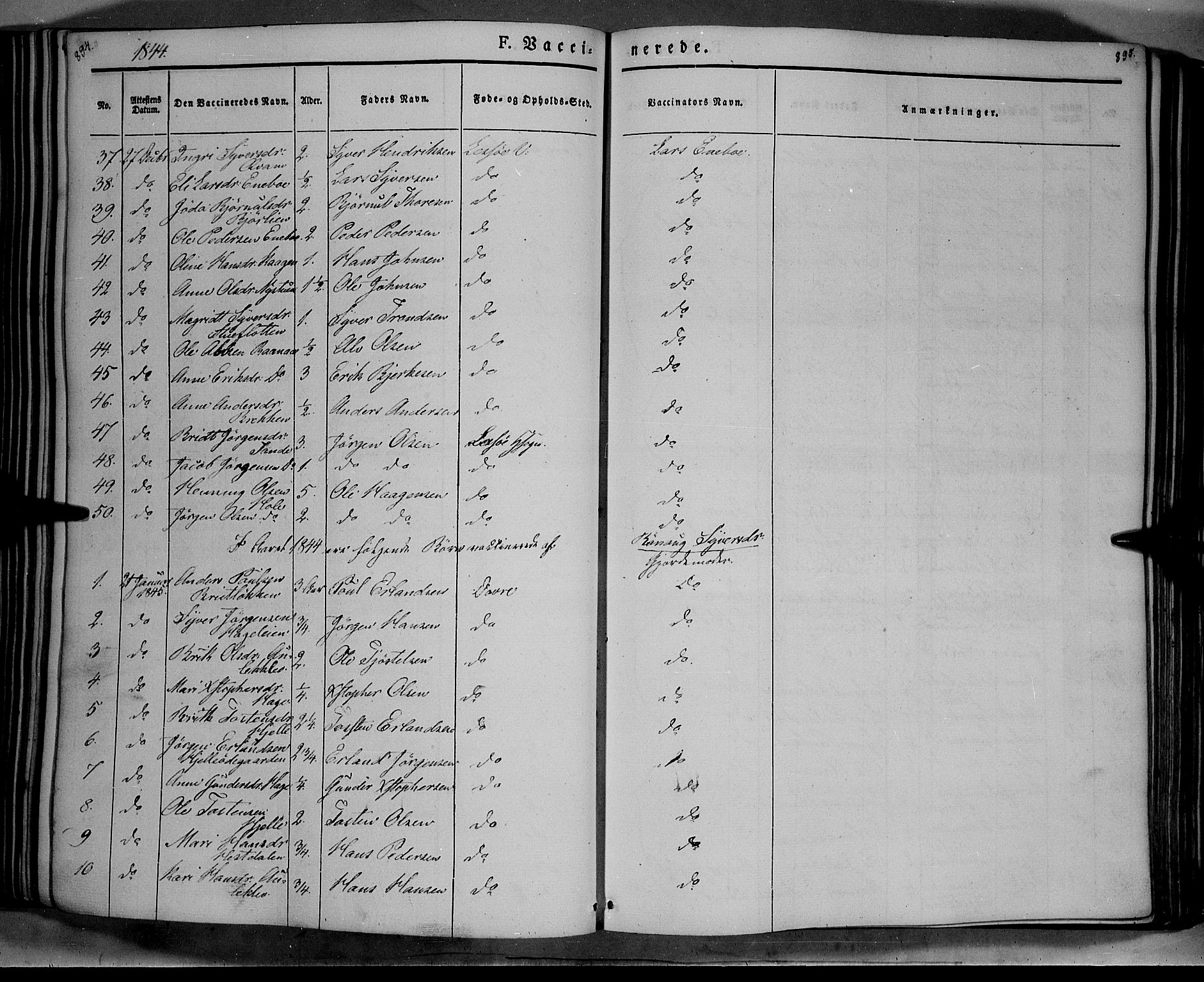 Lesja prestekontor, AV/SAH-PREST-068/H/Ha/Haa/L0006: Parish register (official) no. 6B, 1843-1854, p. 894-895