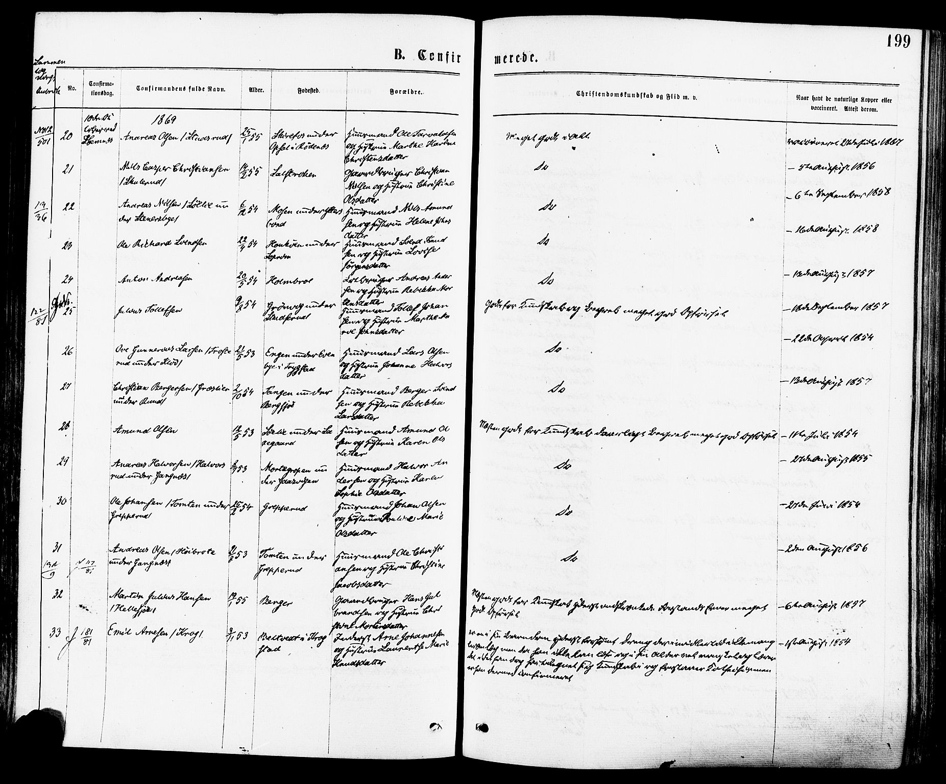 Høland prestekontor Kirkebøker, AV/SAO-A-10346a/F/Fa/L0012.a: Parish register (official) no. I 12A, 1869-1879, p. 199