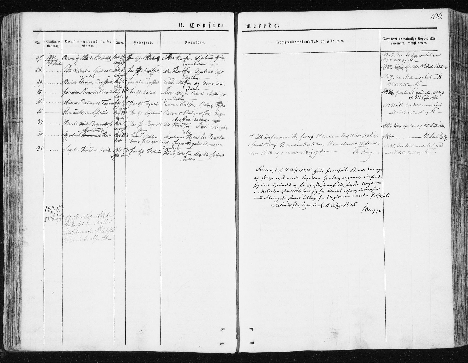 Ministerialprotokoller, klokkerbøker og fødselsregistre - Sør-Trøndelag, SAT/A-1456/672/L0855: Parish register (official) no. 672A07, 1829-1860, p. 106