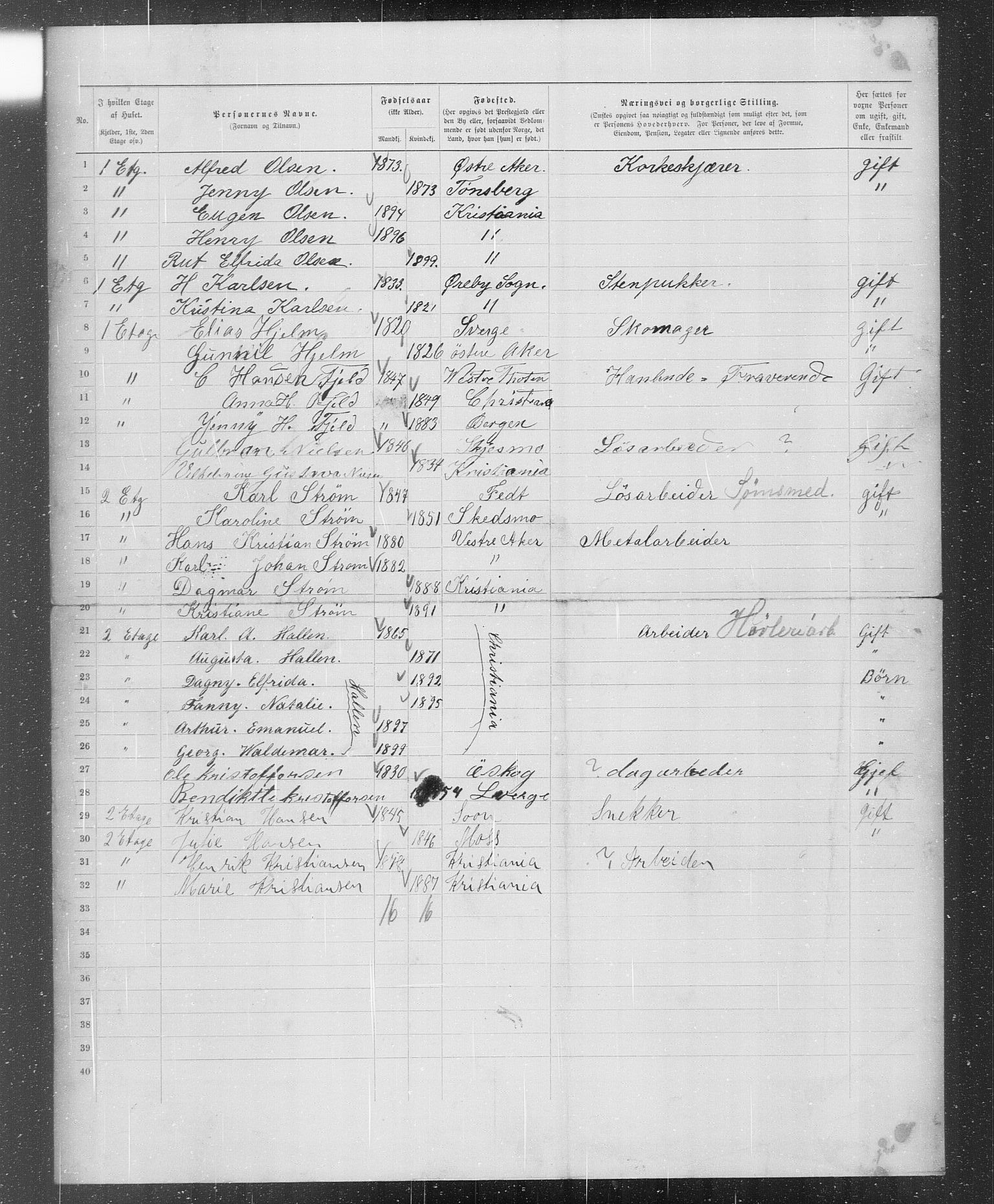 OBA, Municipal Census 1899 for Kristiania, 1899, p. 1522