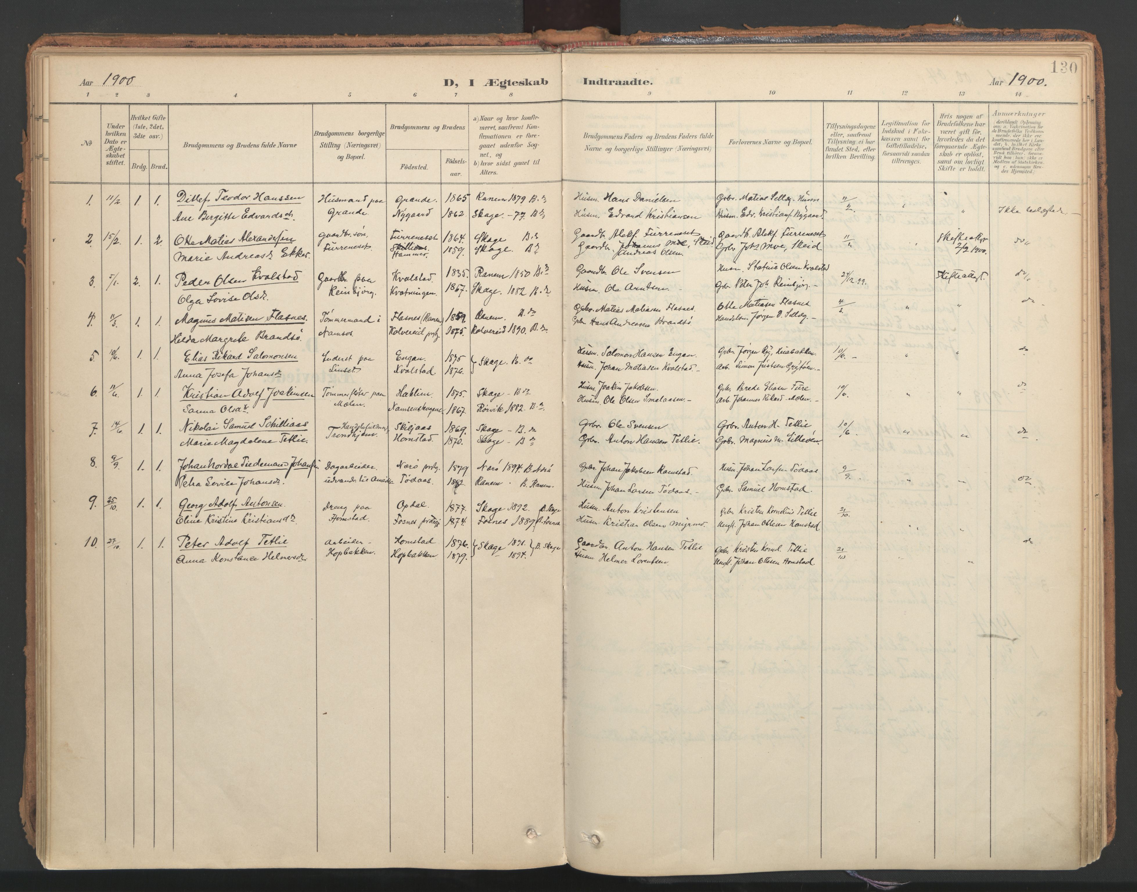 Ministerialprotokoller, klokkerbøker og fødselsregistre - Nord-Trøndelag, SAT/A-1458/766/L0564: Parish register (official) no. 767A02, 1900-1932, p. 130