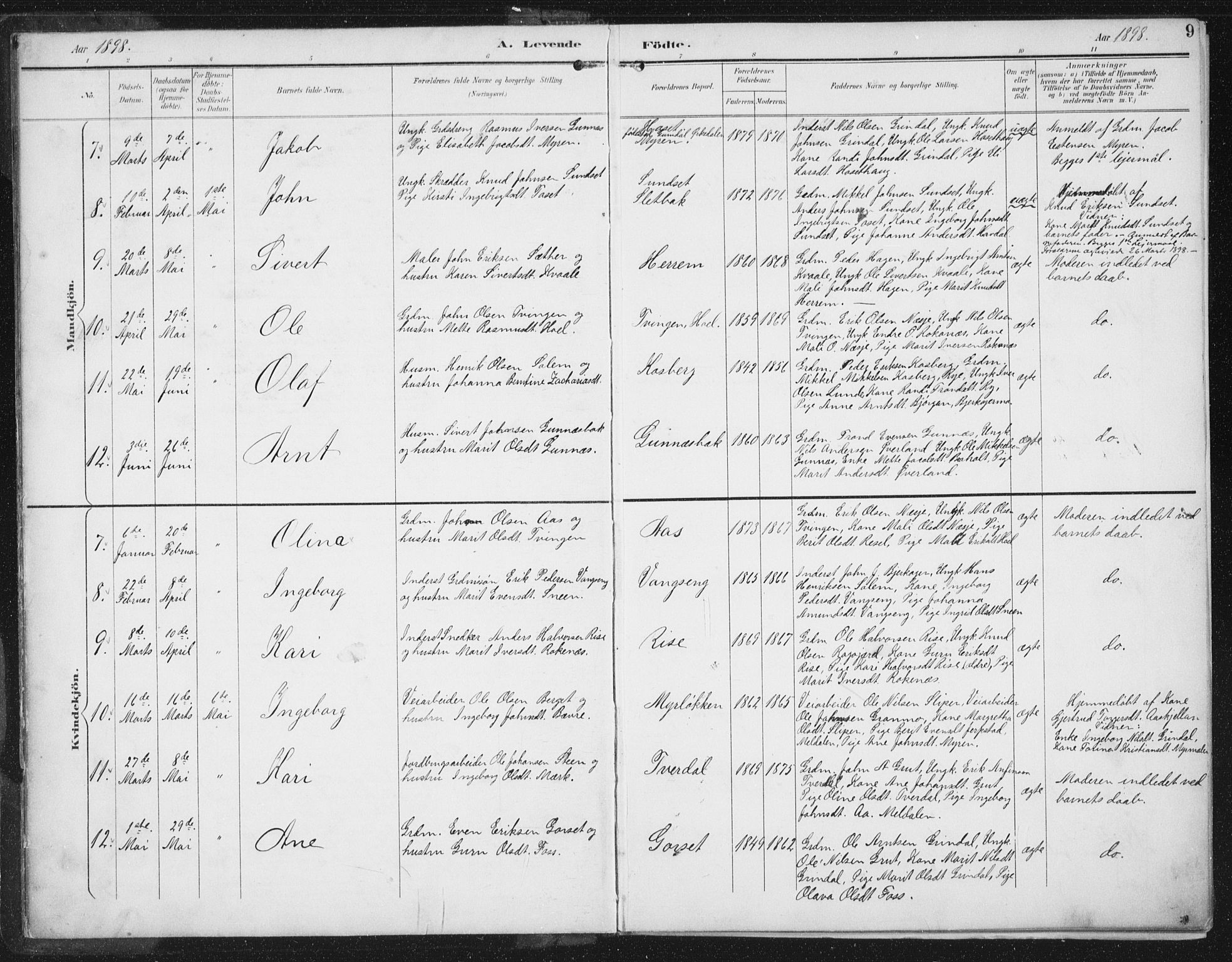 Ministerialprotokoller, klokkerbøker og fødselsregistre - Sør-Trøndelag, AV/SAT-A-1456/674/L0872: Parish register (official) no. 674A04, 1897-1907, p. 9