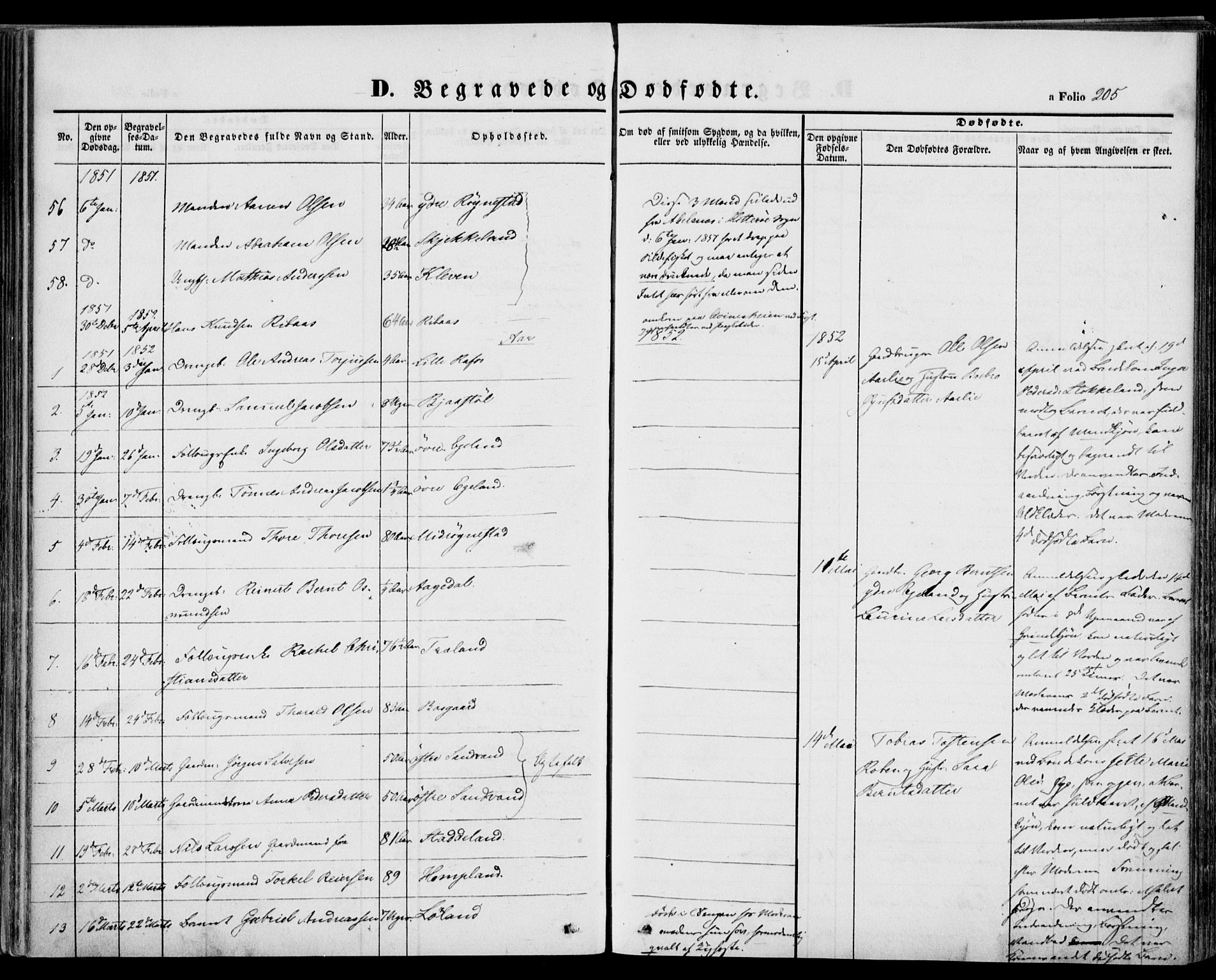 Kvinesdal sokneprestkontor, AV/SAK-1111-0026/F/Fa/Fab/L0005: Parish register (official) no. A 5, 1844-1857, p. 205