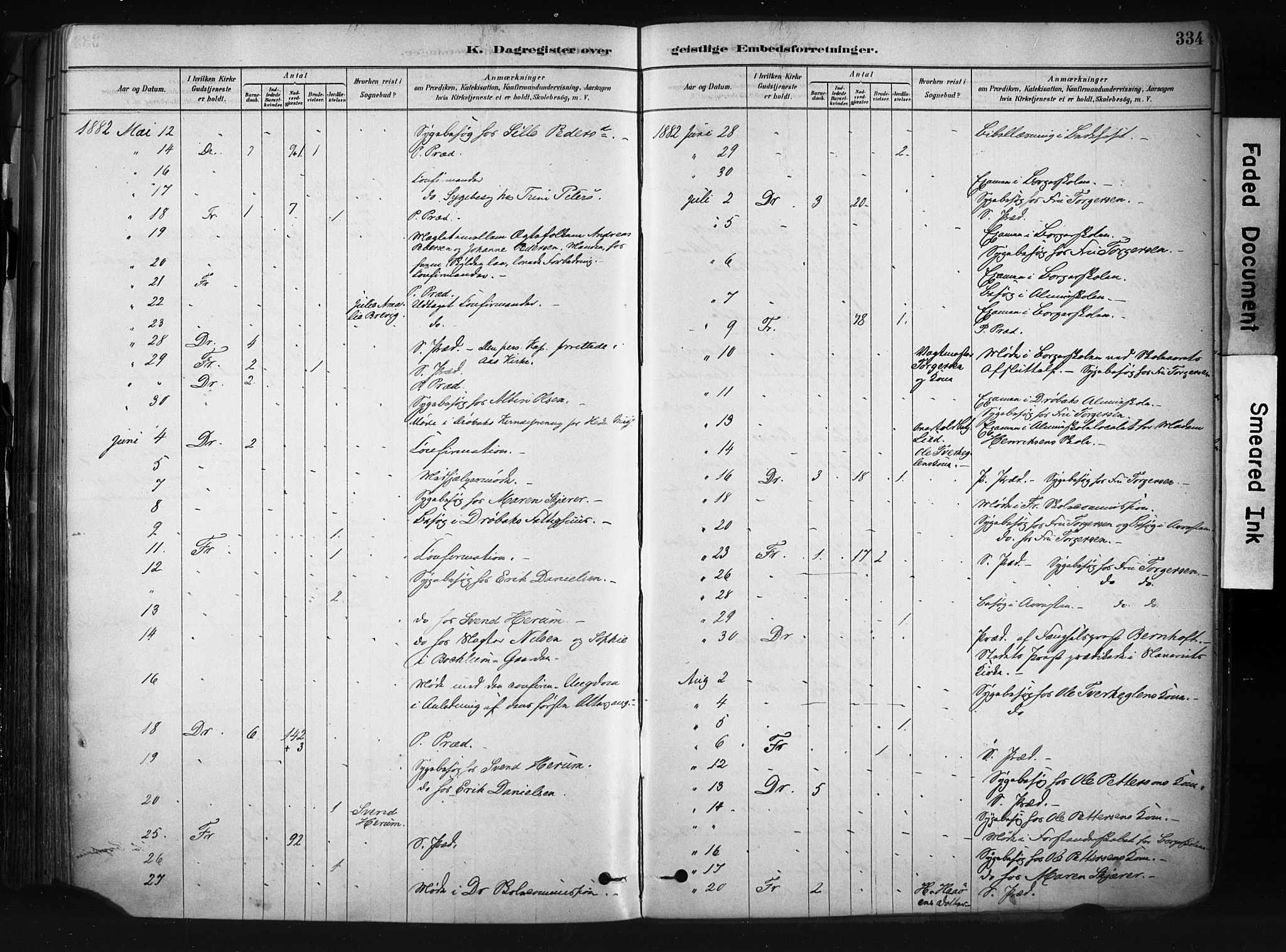 Drøbak prestekontor Kirkebøker, AV/SAO-A-10142a/F/Fb/L0001: Parish register (official) no. II 1, 1878-1891, p. 334